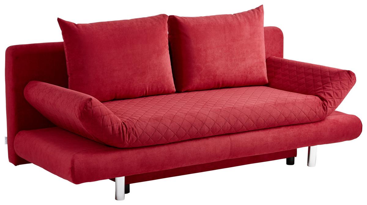 2-sitzer-sofa Mit Schlaffunktion Sorini B:194cm - Chromfarben/Rot, Design, Textil (194/73/91cm) - MID.YOU