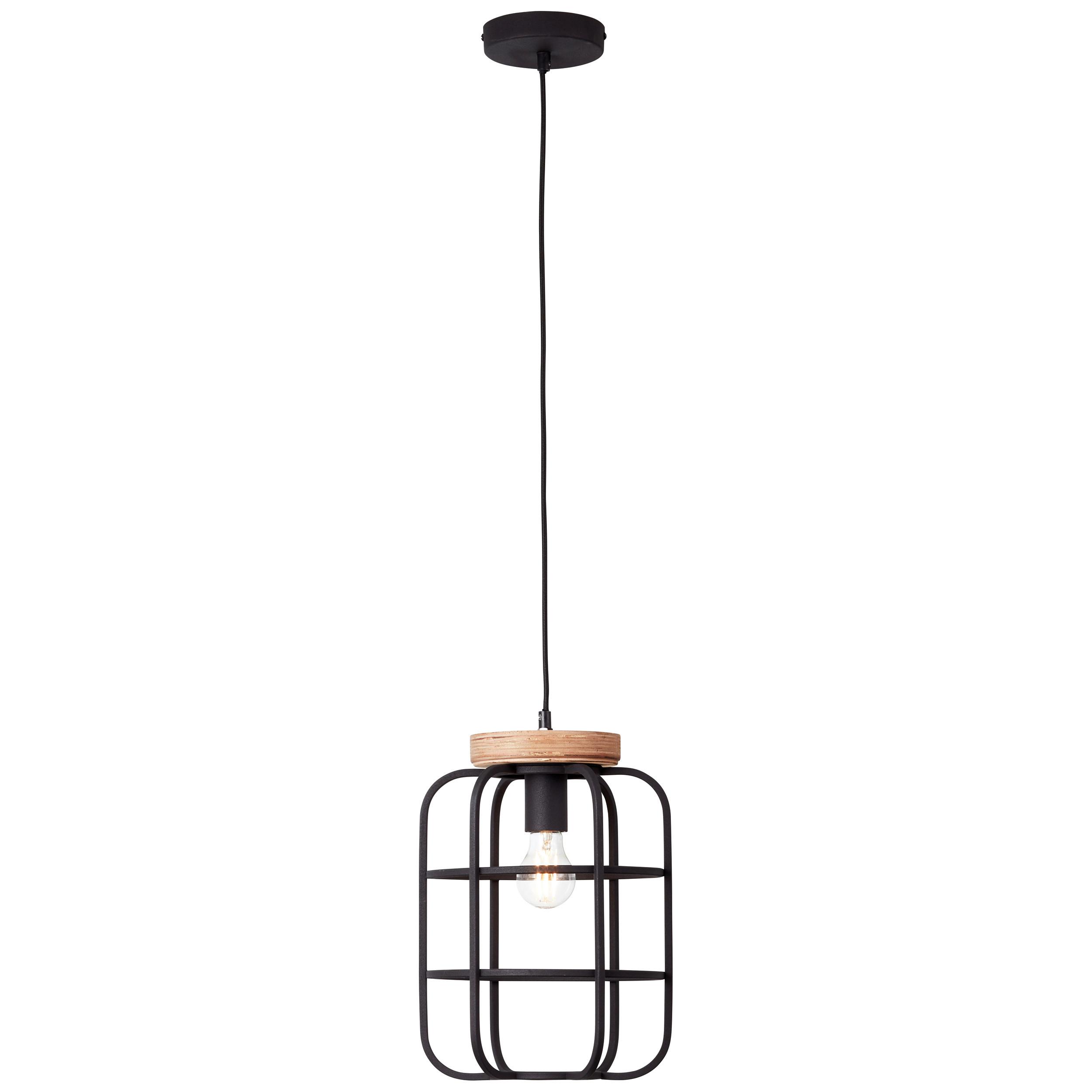 Hängeleuchte Gwen H: 147 cm 1-Flammig, höhenverstellbar - Schwarz/Braun, Design, Holz/Metall (25/147cm) - Brilliant