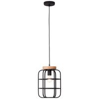 Hängeleuchte Gwen H: 147 cm 1-Flammig, höhenverstellbar - Schwarz/Braun, Design, Holz/Metall (25/147cm) - Brilliant