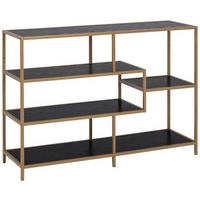 Regál kovové konstrukce Seaford Š: 114 cm - černá/barvy zlata, Moderní, kov/kompozitní dřevo (114/78/35cm)