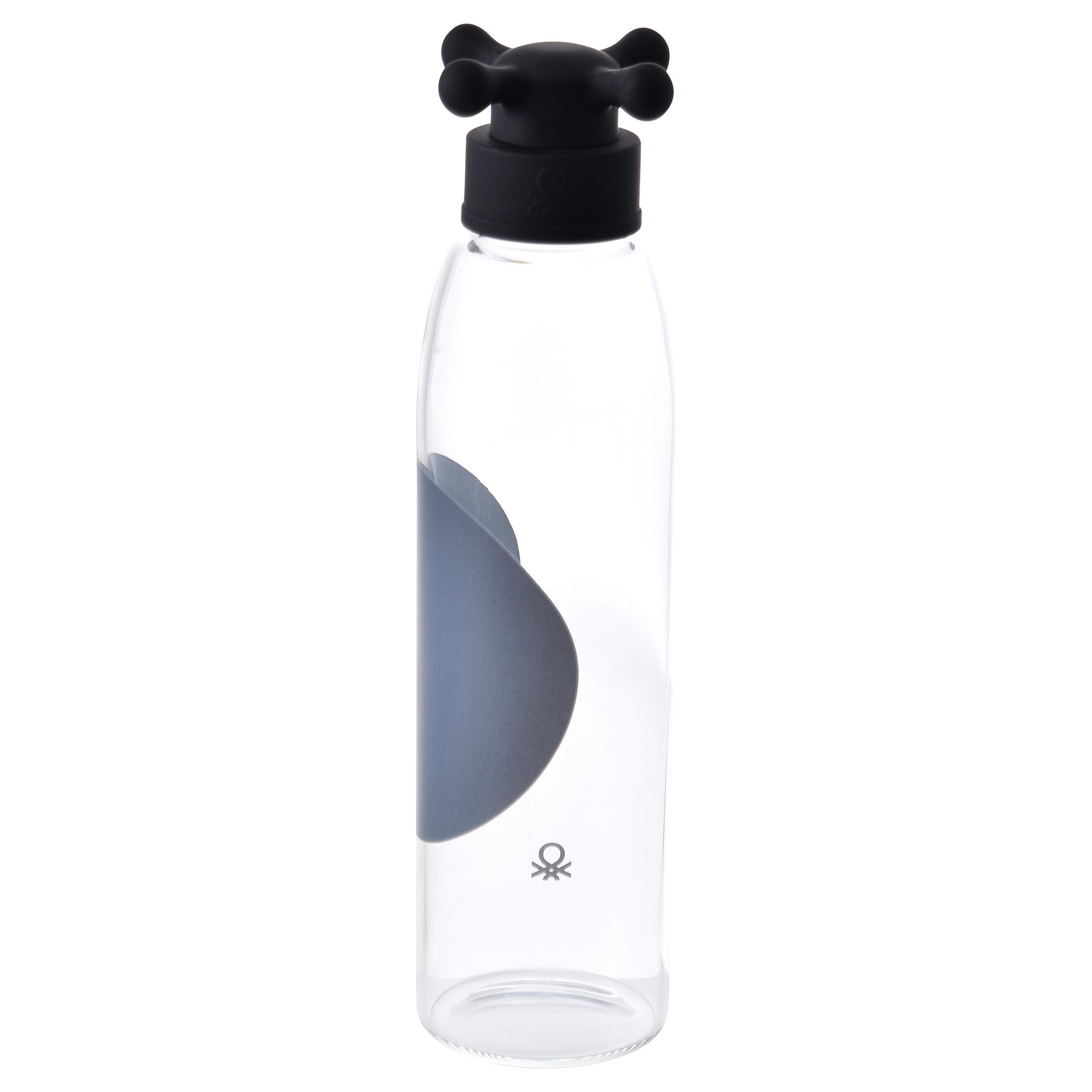 Trinkflasche Black & White 0,55 L Kunststoff/Glas - Transparent/Schwarz, Basics, Glas/Kunststoff (25,5/6,5/6,5cm) - Benetton