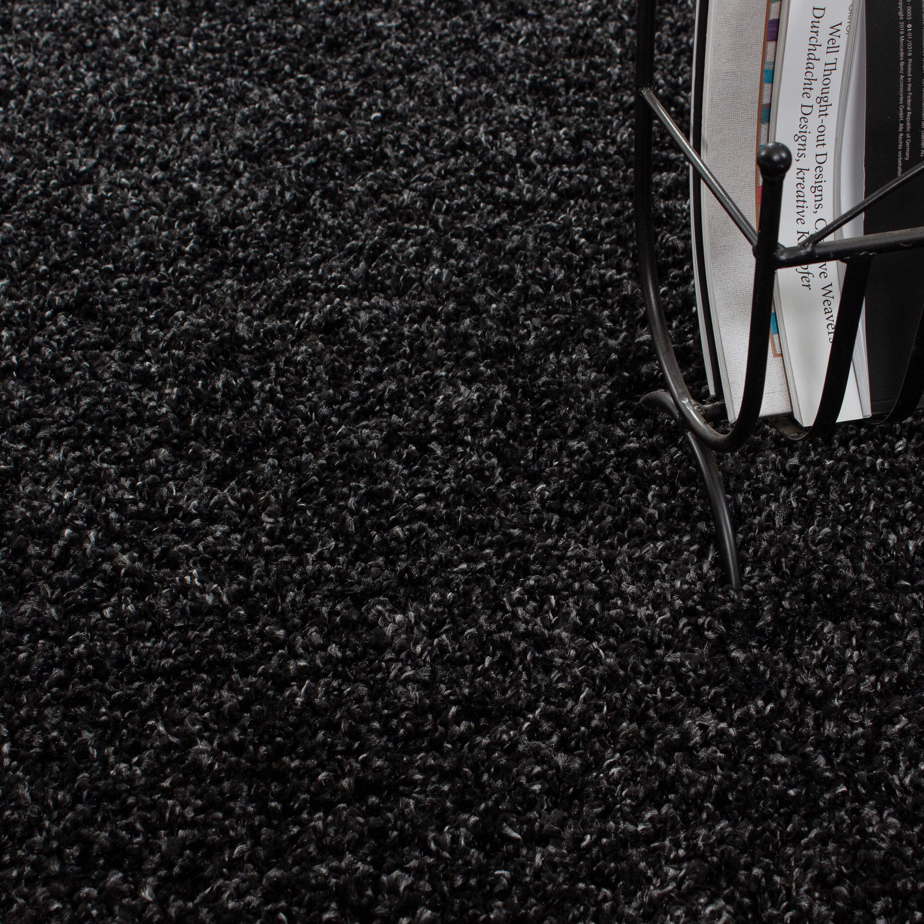 Hochflor Teppich Anthrazit Dream Rund Ø 80 cm - Anthrazit, KONVENTIONELL, Textil (80cm)