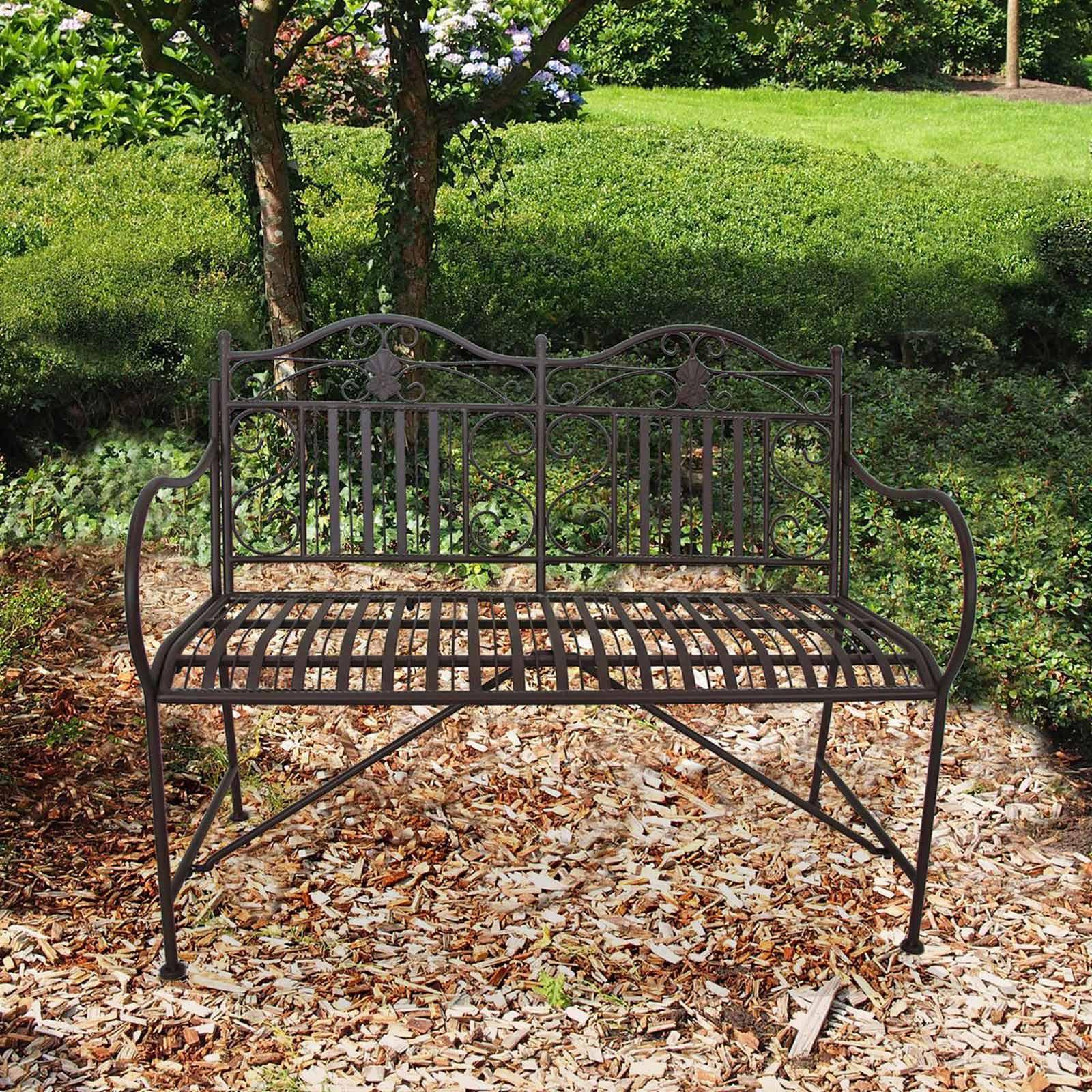 Gartenbank Metall 2-Sitzer Mangan - Schwarz, Basics, Metall (106/91/57cm) - Gardenson