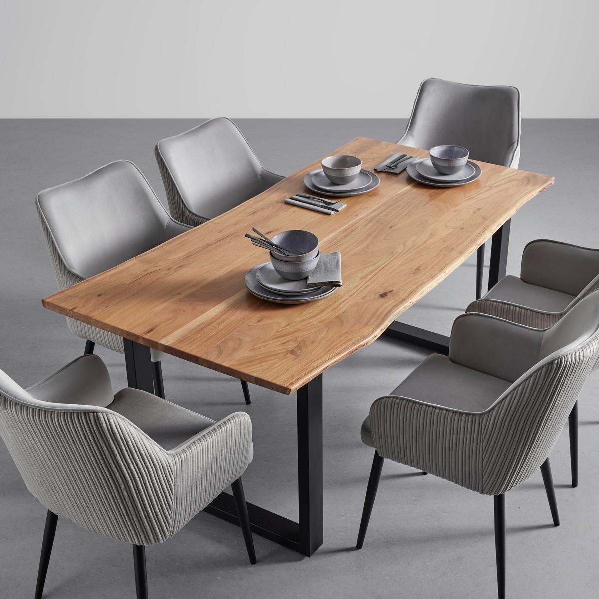Jídelní stůl z akácie Malmo 180x90cm - černá/barvy akácie, Moderní, kov/dřevo (180/90/76cm) - Bessagi Home