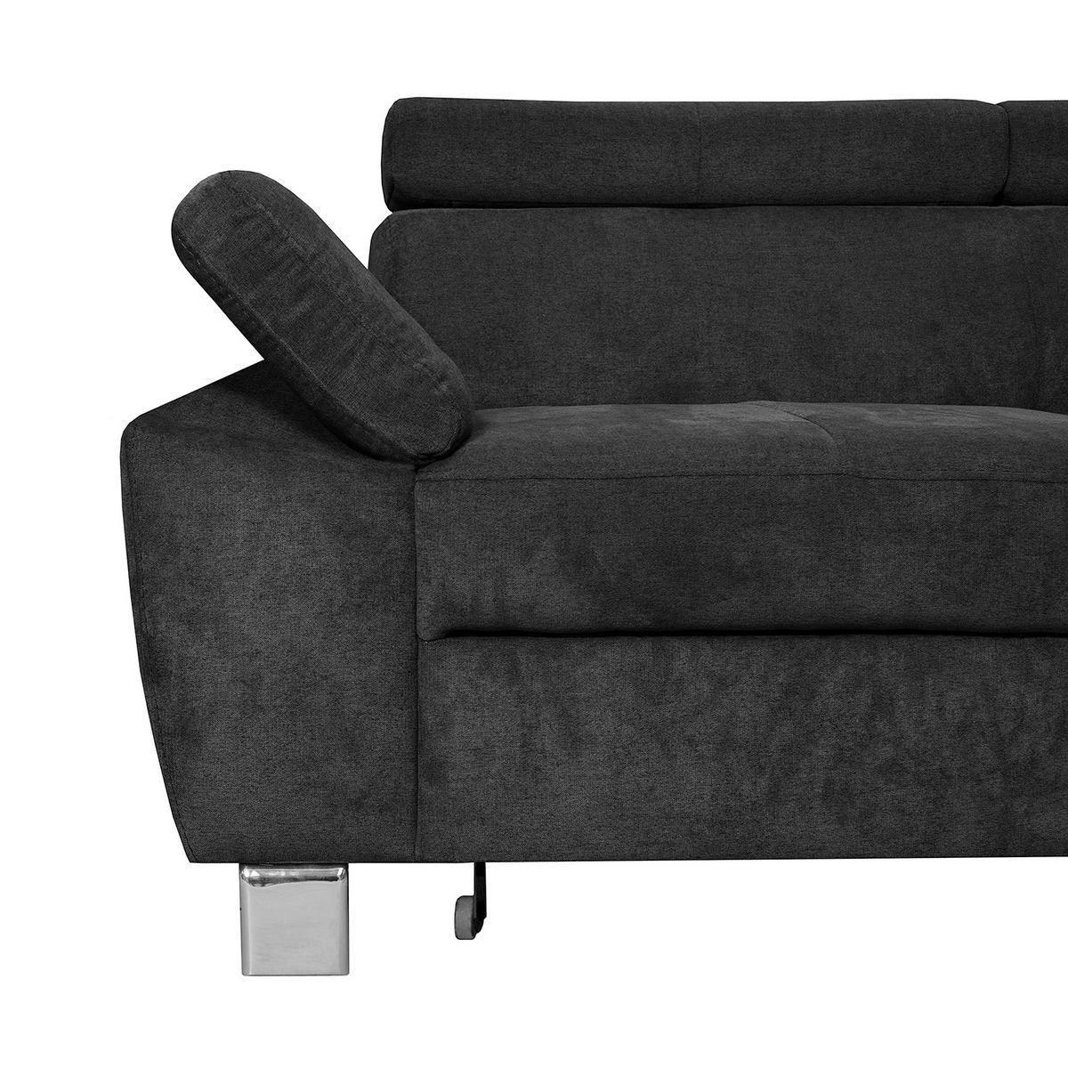 Ecksofa Lugano Mikrofaser Schwarz 248x208 - Chromfarben/Schwarz, Design, Textil (248/208cm) - Livetastic