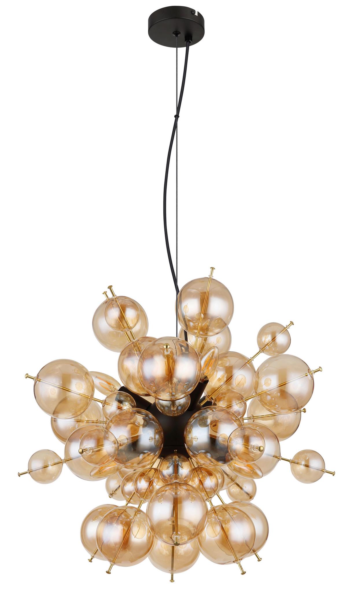 Hängeleuchte 15633ha - Goldfarben/Schwarz, Design, Glas/Metall (55/120cm) - Globo