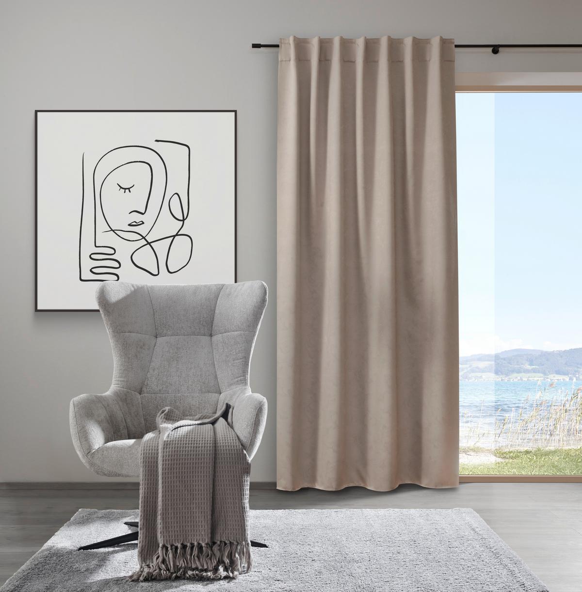 ZATEMŇOVACÍ ZÁVĚS ALVA - šedohnědá, Moderní, textil (140/245cm) - Premium Living