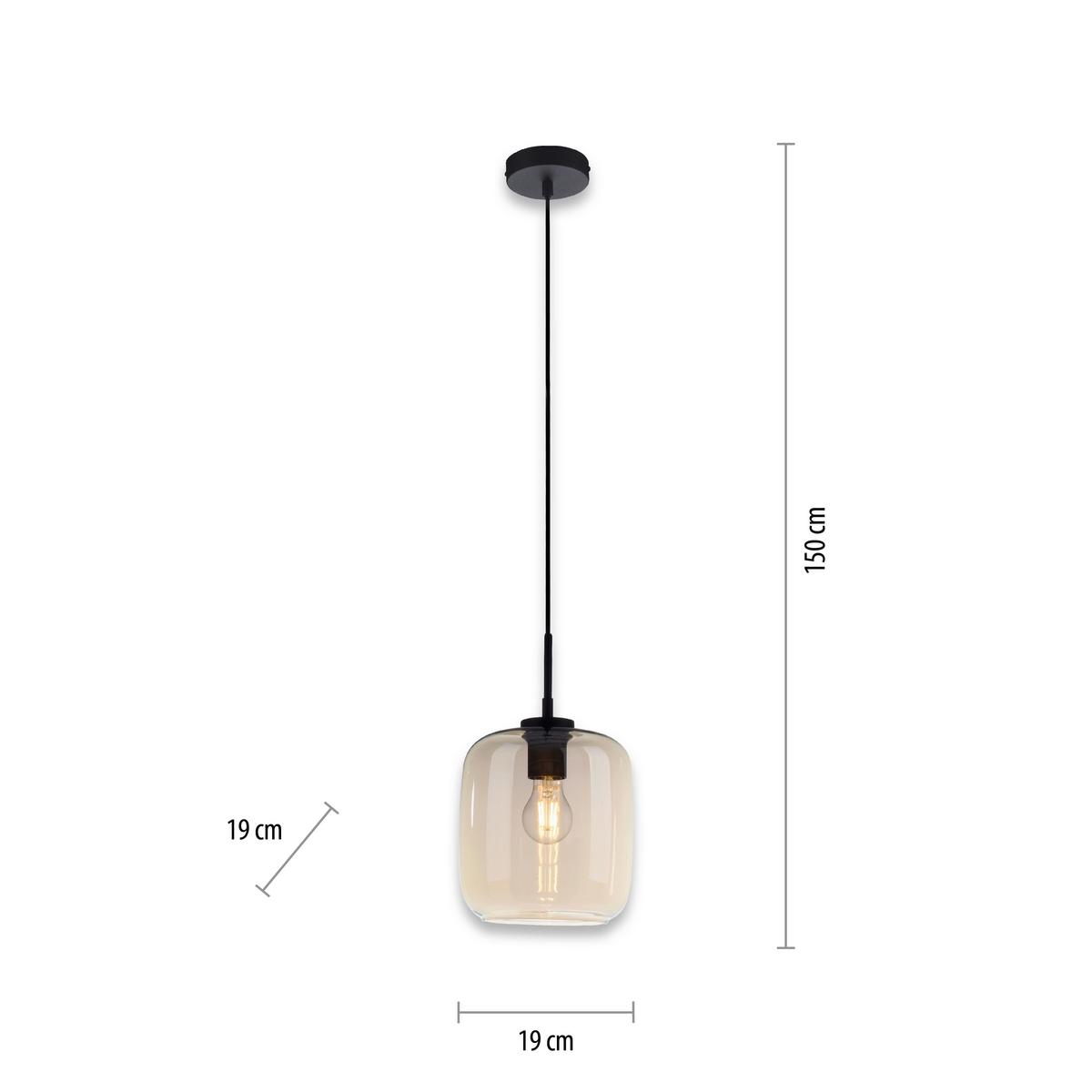 Hängeleuchte 2002-27 Shitake - Schwarz, Design, Kunststoff/Metall (19/19/150cm) - Paul Neuhaus