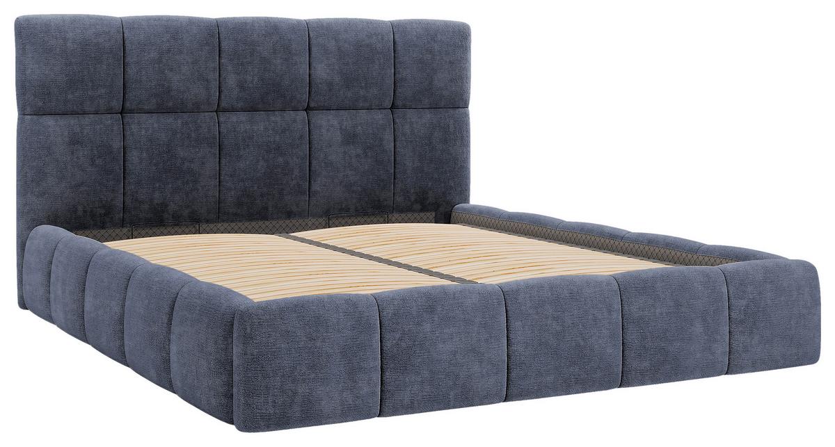 Polsterbett Cherry Chenille Blaugrau, Lf: 180x200 cm - Blaugrau/Schwarz, MODERN, Holz/Holzwerkstoff (180/200cm) - MID.YOU