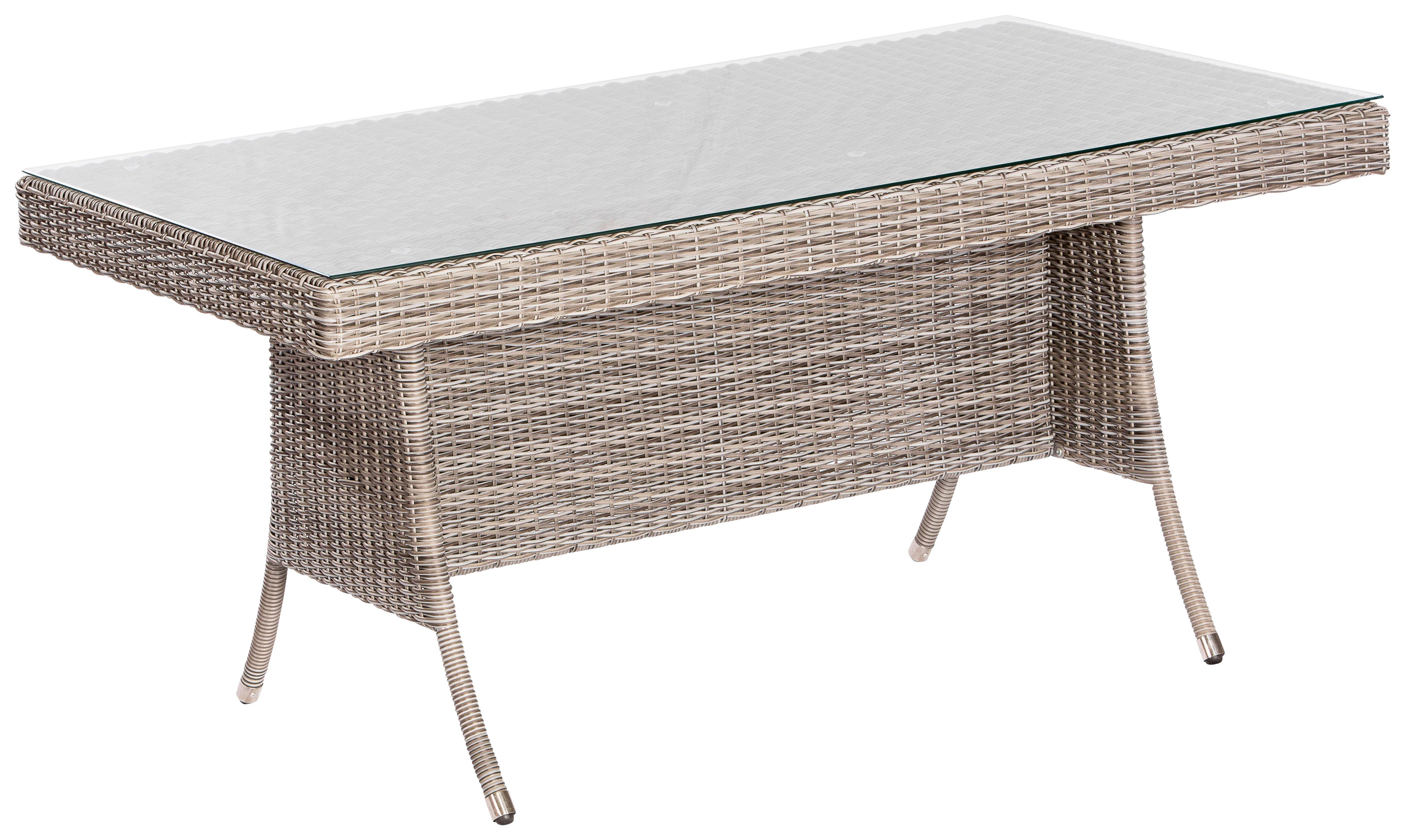 Gartentisch Teneriffa - Beige/Grau, MODERN, Kunststoff/Metall (160/90/76cm) - Gardenson