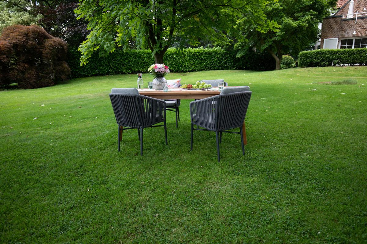 Gartengarnitu 5-Tlg. Atacama Holz/Kunststoff/Metall - Grau/Akaziefarben, Basics, Holz/Kunststoff (180/90/76cm) - Gardenson