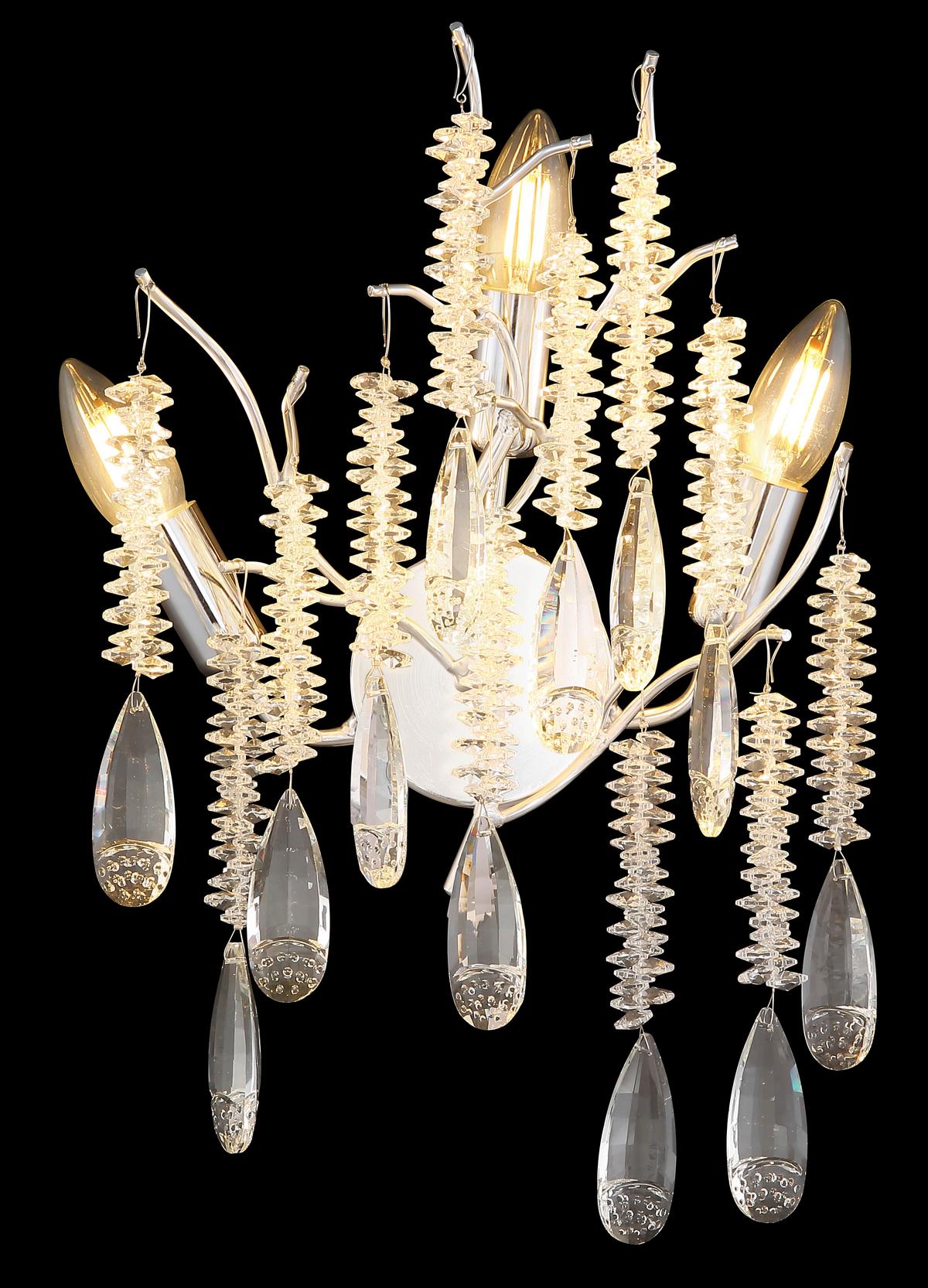 Wandleuchte Exkl. 3xe14, 40w - Klar/Silberfarben, KONVENTIONELL, Glas/Metall (35/47cm) - Globo