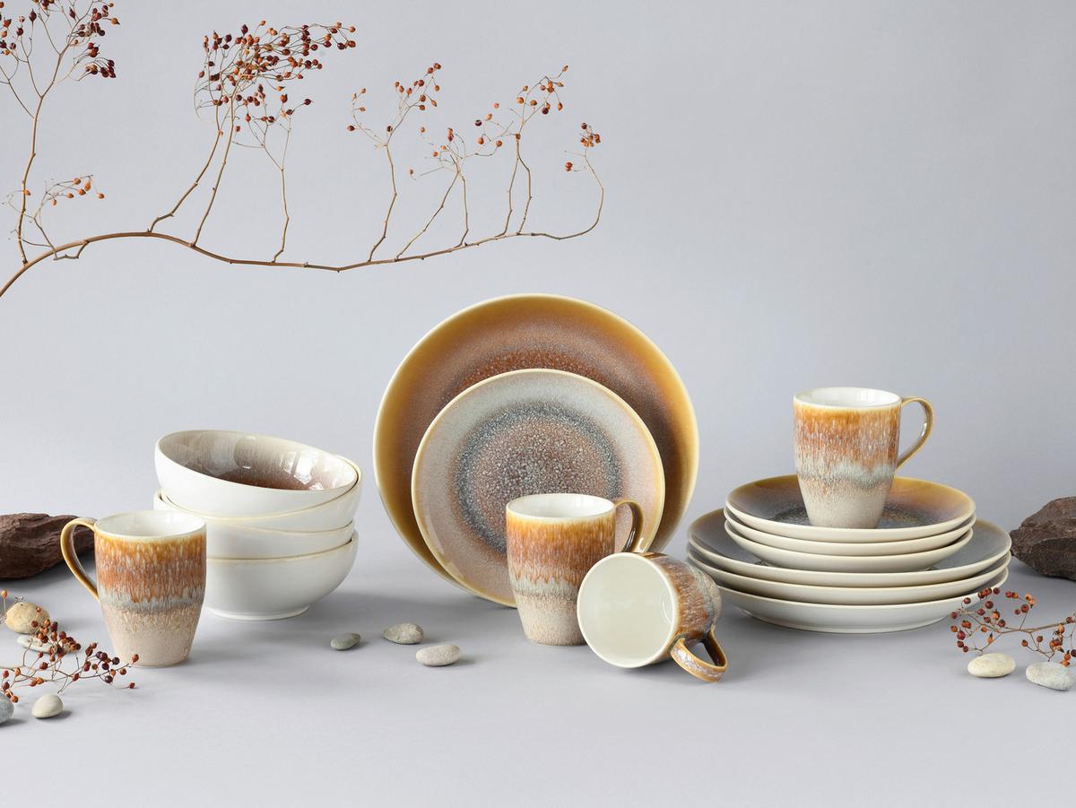 Kombiservice Caldera Sandfarben/weiß 16--Teilig - Sandfarben/Weiß, Basics, Keramik - Creatable