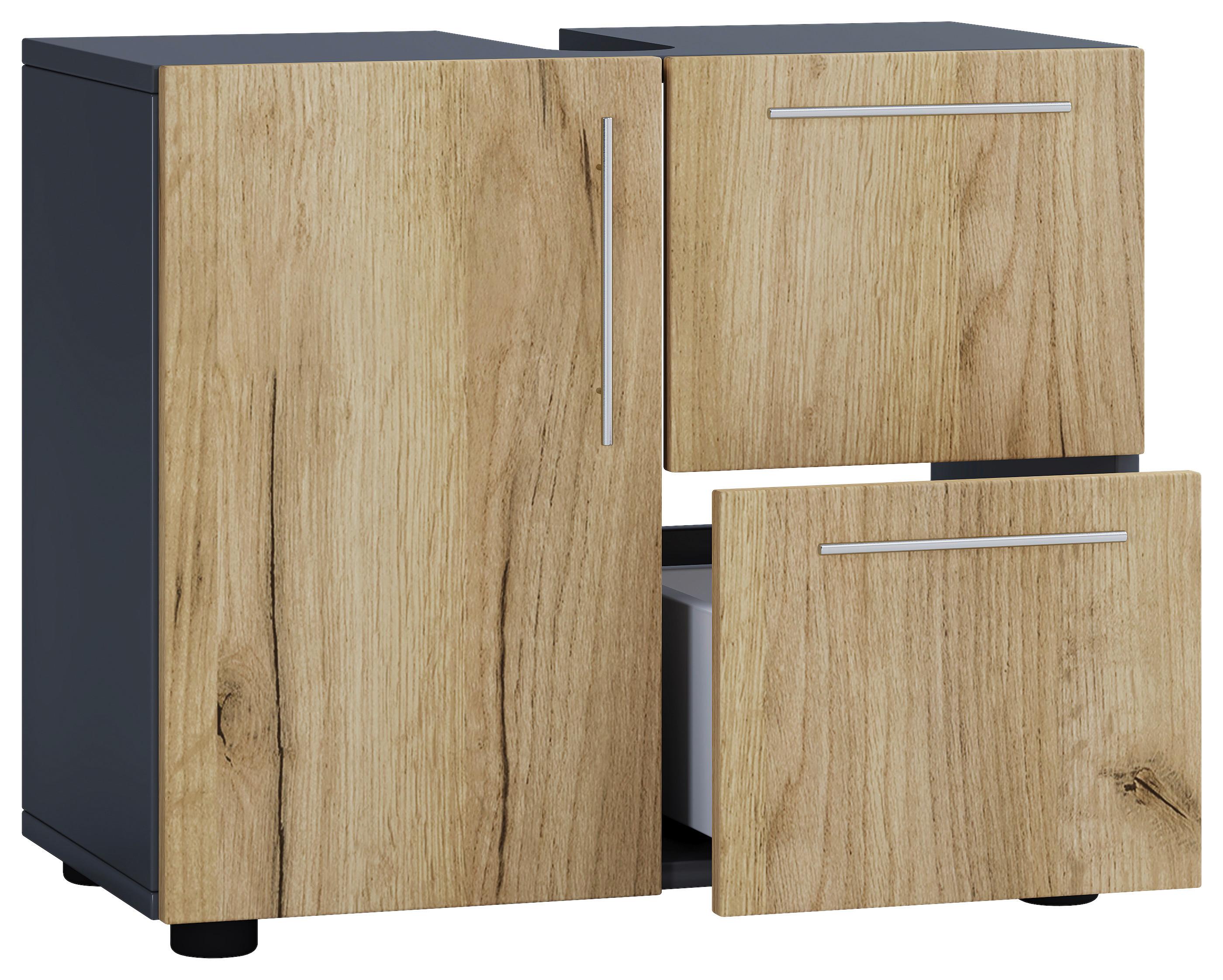 Waschbeckenunterschrank Flandu B: 61 cm, Anthrazit - Honigeiche/Anthrazit, MODERN, Holzwerkstoff (61/51/32cm) - MID.YOU