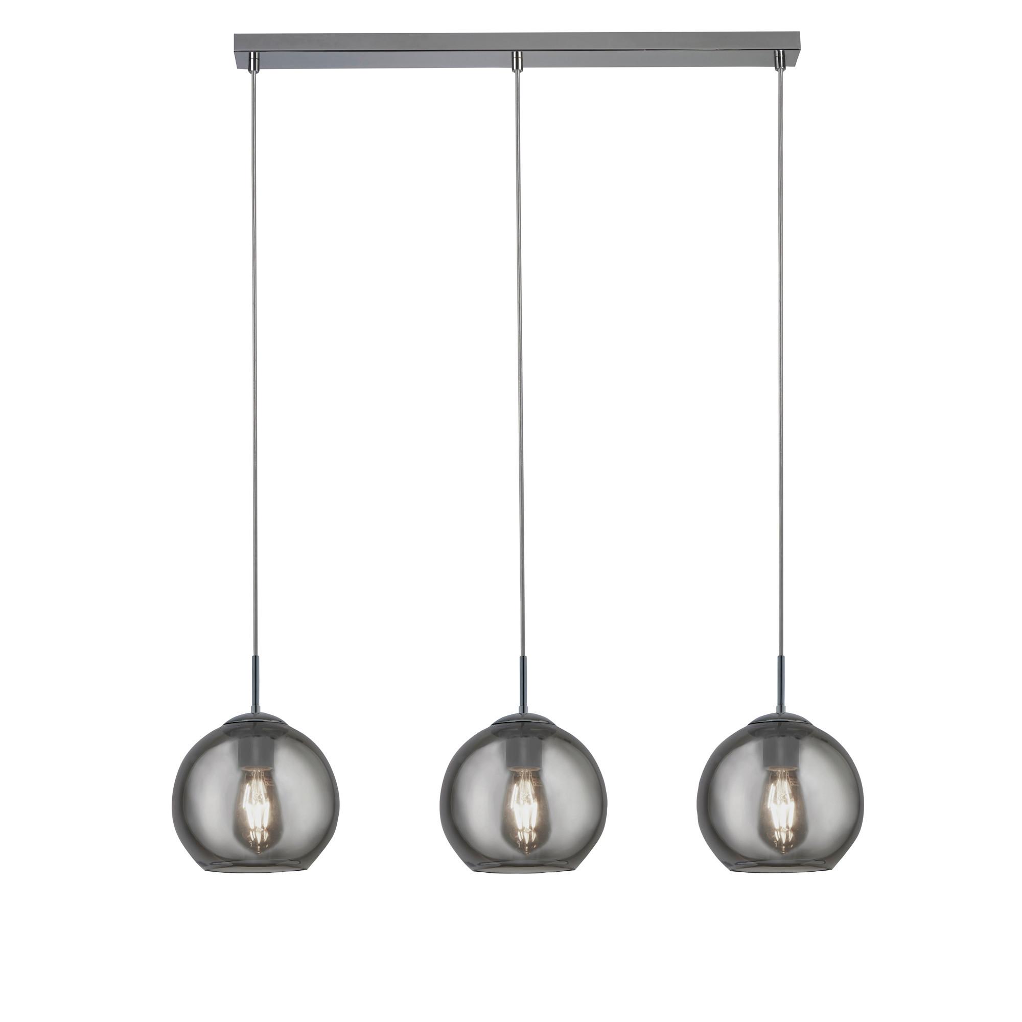 Hängeleuchte 1033-3sm - Chromfarben, Basics, Glas/Metall (81/25/150cm)