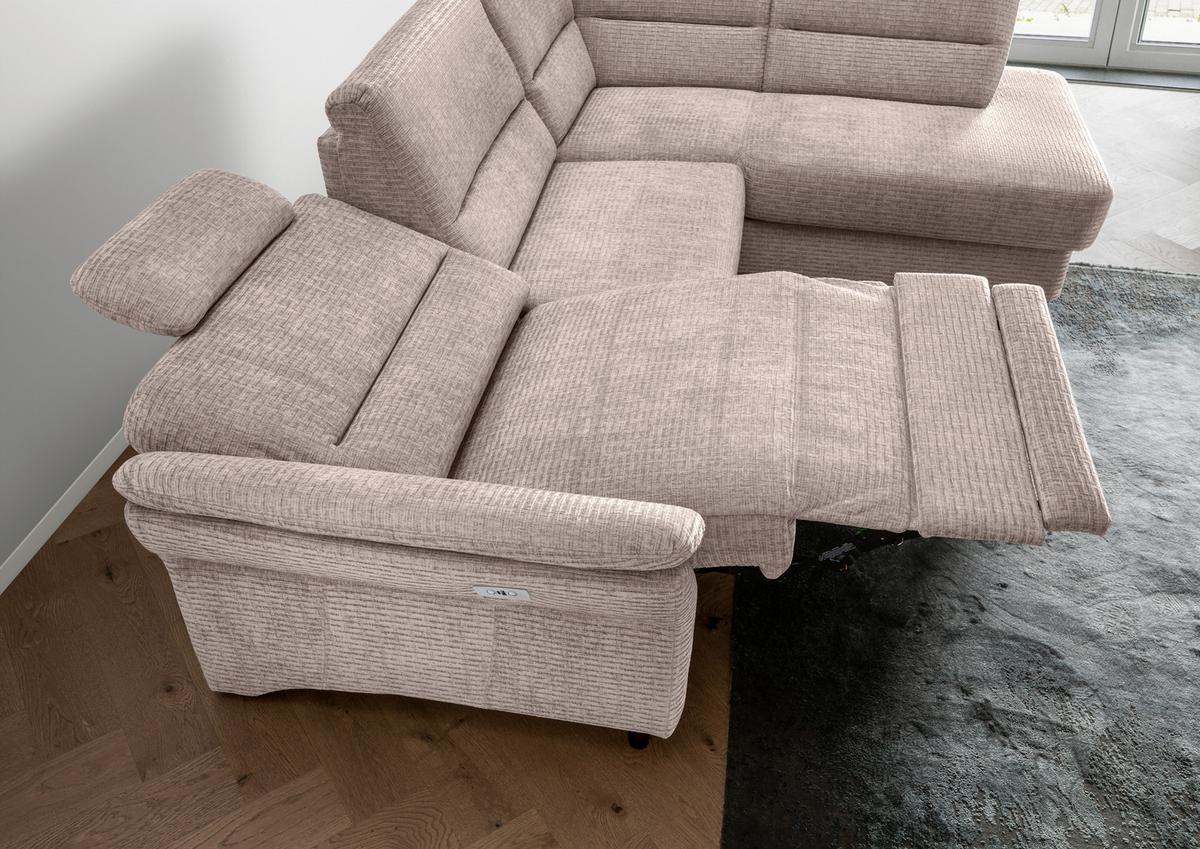 Ecksofa Cavoli Beige Relaxfunktion S: 266x190 cm - Beige/Schwarz, MODERN, Textil (266/190cm) - Livetastic