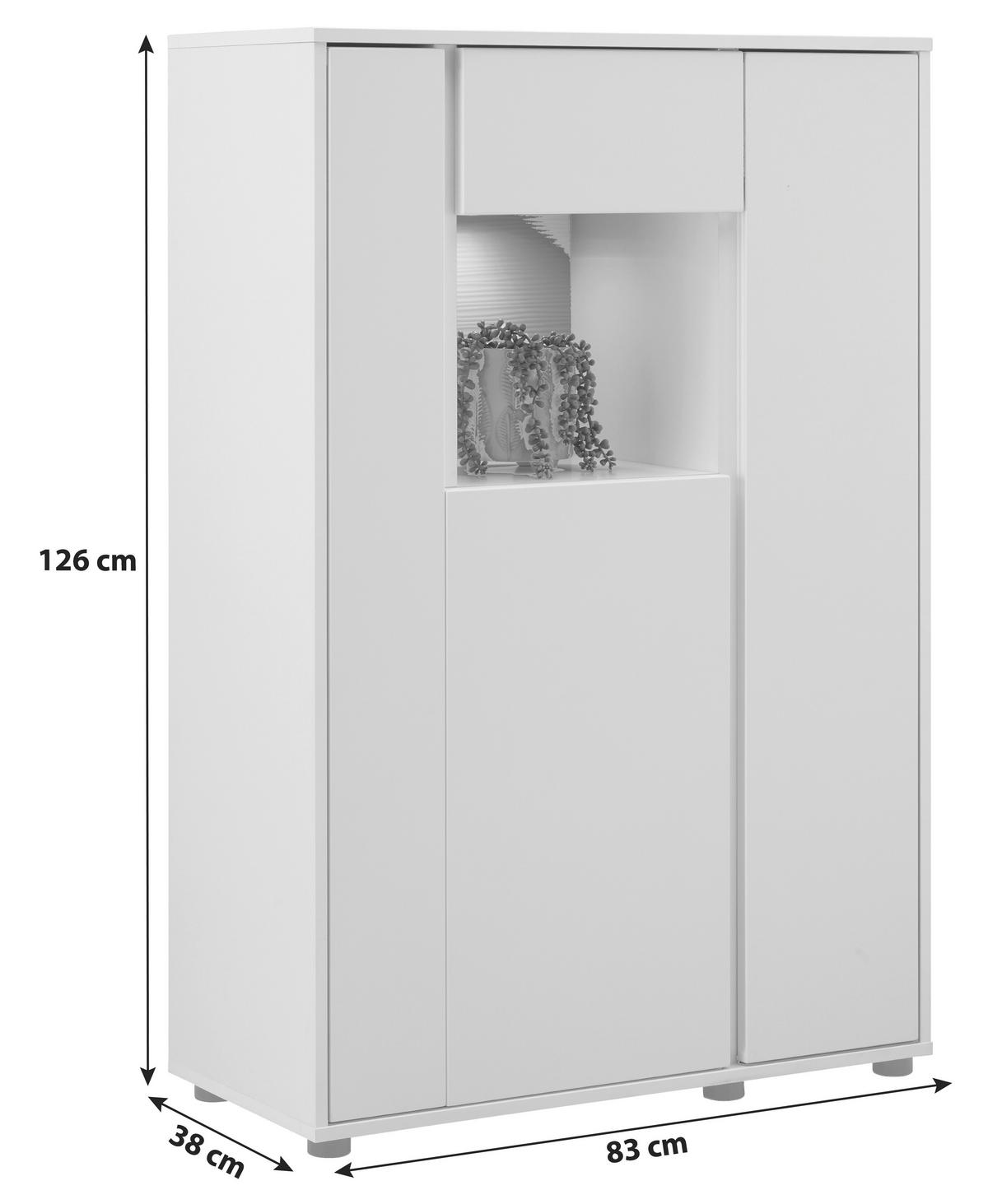 VYSOKÁ KOMODA ALABAMA - bílá/černá, Moderní, kov/kompozitní dřevo (83/126/38cm)