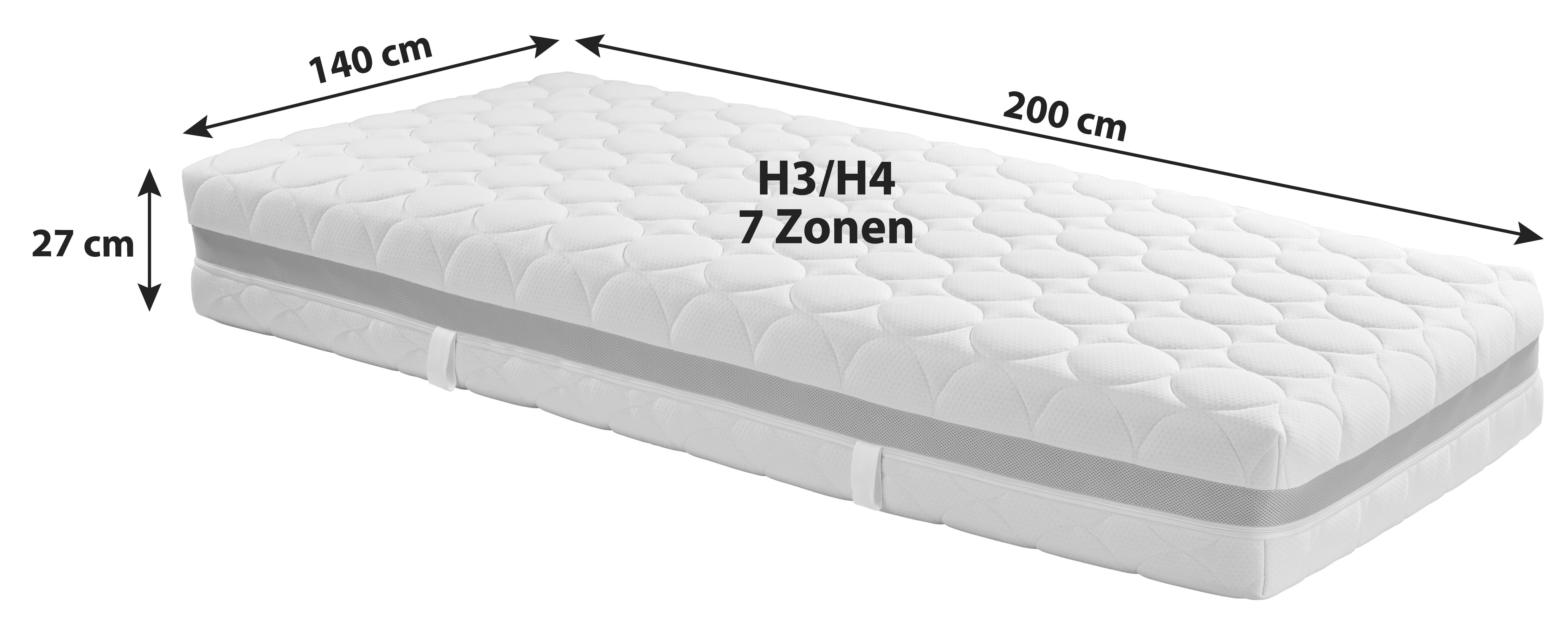 Komfortschaummatratze Silvy Deluxe 140x200cm H3/H4 H: 27cm - Weiß, Textil (140/200cm) - Primatex Deluxe