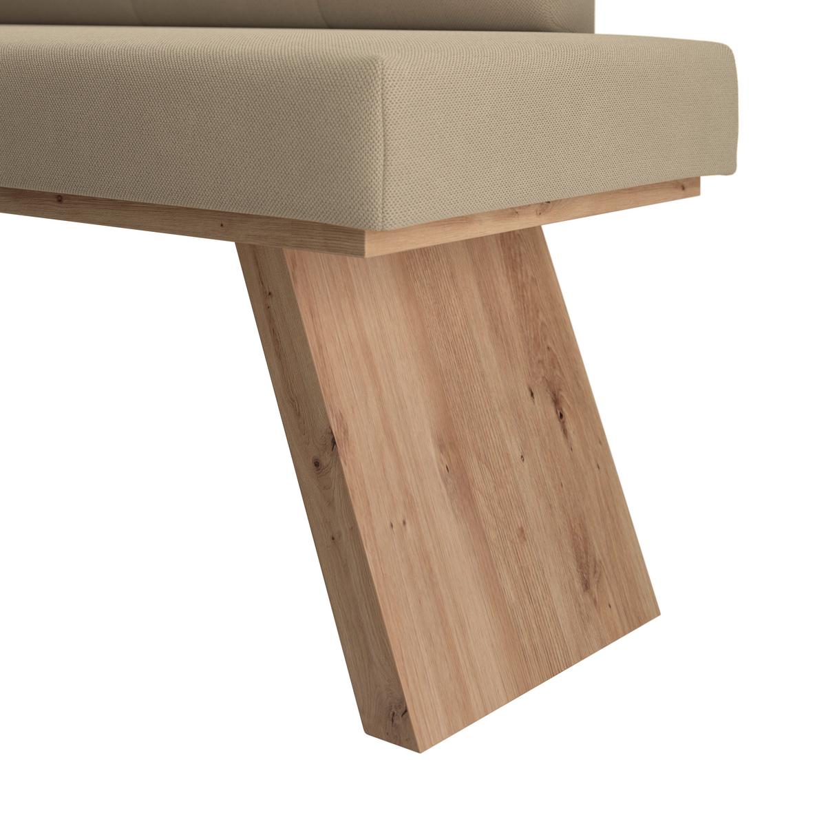 Eckbank Emma Ii Webstoff Beige, B: 150 Cm - Eichefarben/Beige, KONVENTIONELL, Holzwerkstoff/Textil (150/185cm)