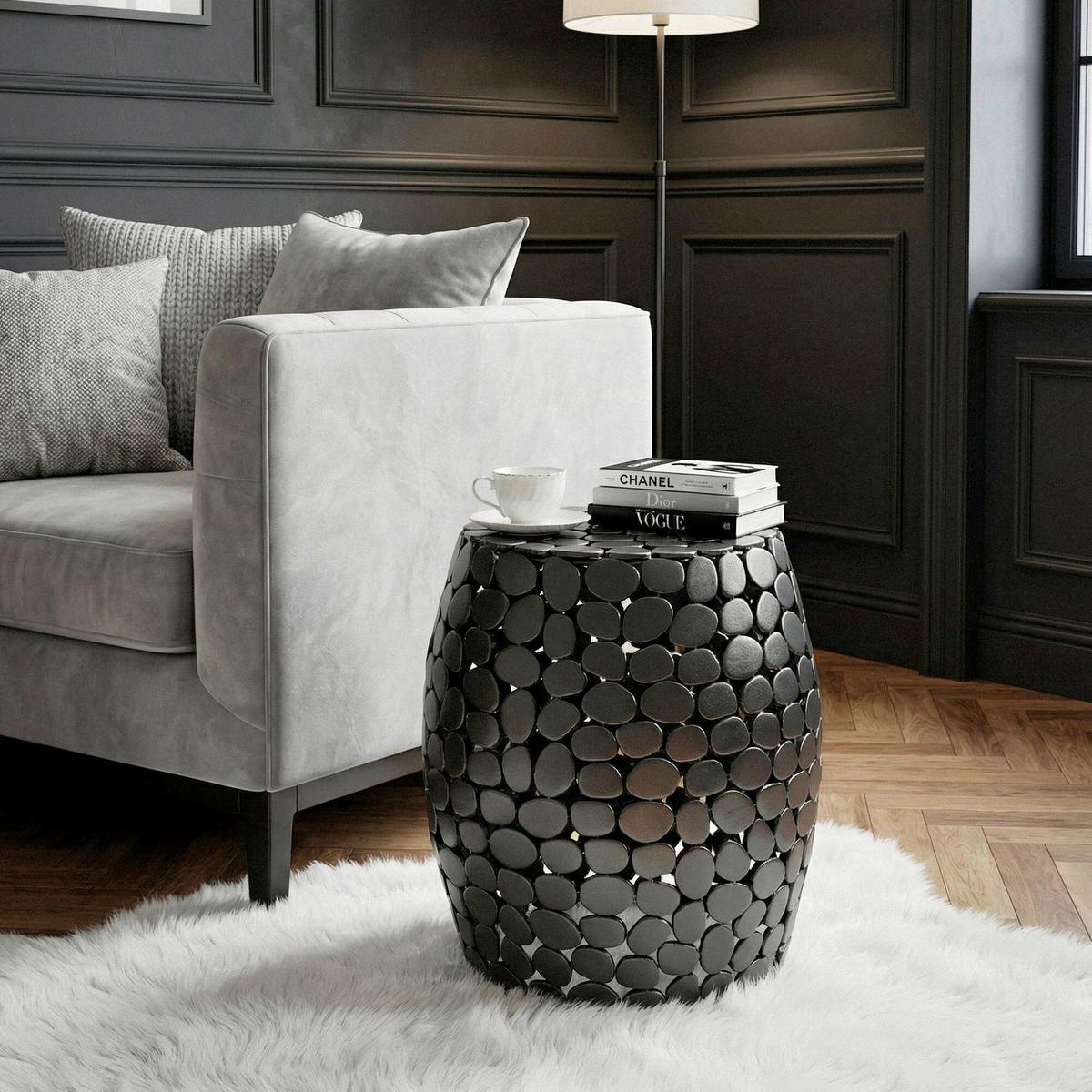 Beistelltisch Schwarz B: 40 cm - Schwarz, Design, Metall (40/46/40cm) - Livetastic