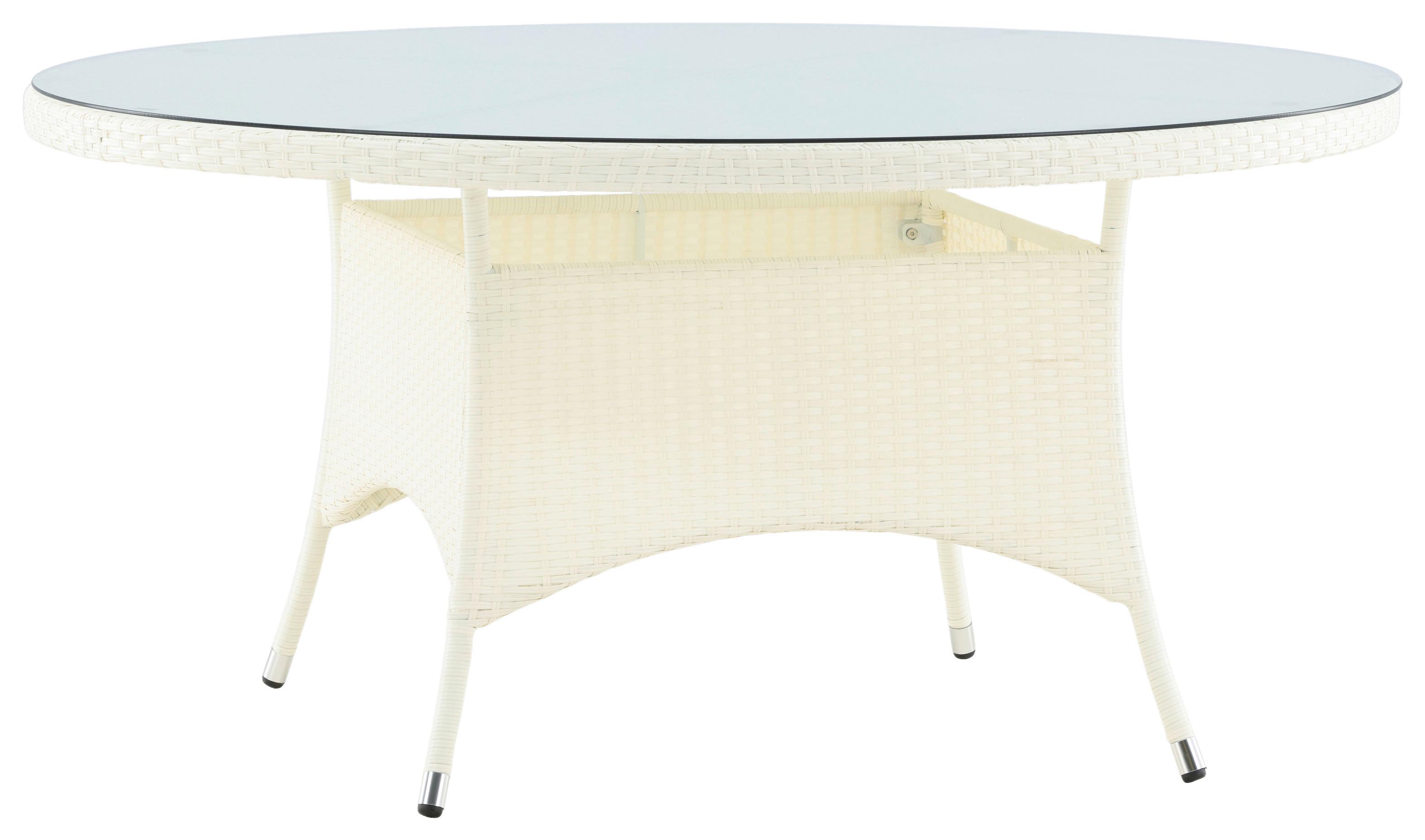 Gartentisch Volta - Weiß, KONVENTIONELL, Glas/Kunststoff (150/150/74cm) - Gardenson