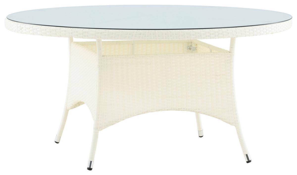 Gartentisch Volta - Weiß, KONVENTIONELL, Glas/Kunststoff (150/150/74cm) - Gardenson