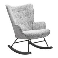 Hojdacie kreslo ROCK, svetlosivé buklé, max. 140 kg - čierna/biela, Modern, kov/drevo (66/90/77cm) - Mömax