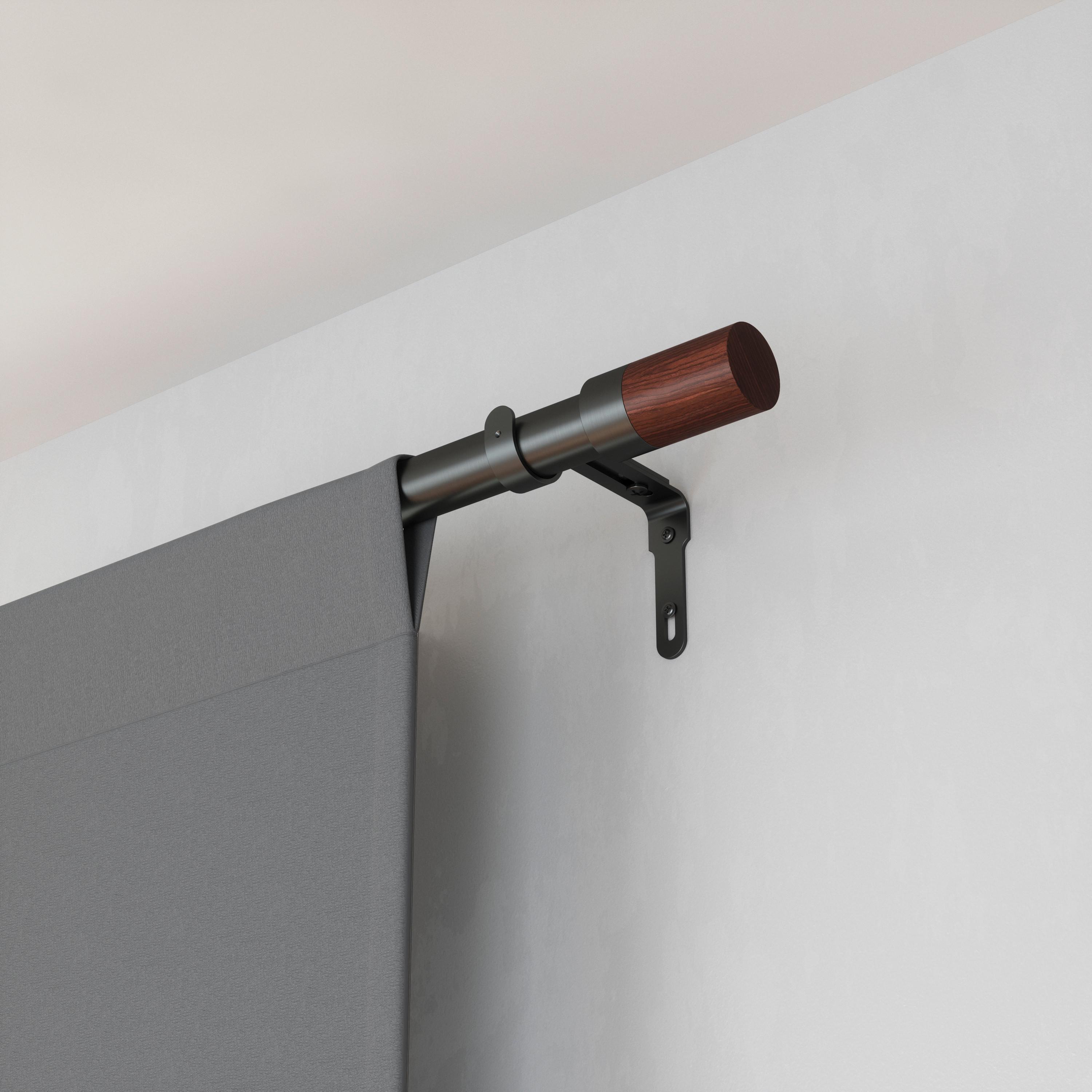 TYČ NA ZÁVĚSY BLOK - šedá, Konvenční, kov/dřevo (380cm) - Umbra