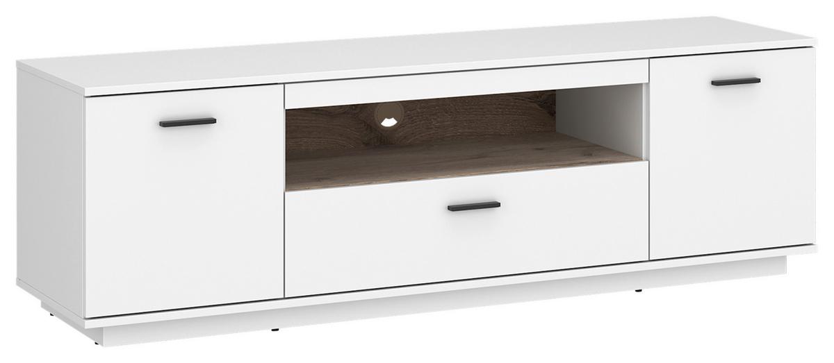 TV-Element Cotia New Weiß/Eichefarben B: 160 cm - Eichefarben/Schwarz, MODERN, Holzwerkstoff (160/51,9/50cm)