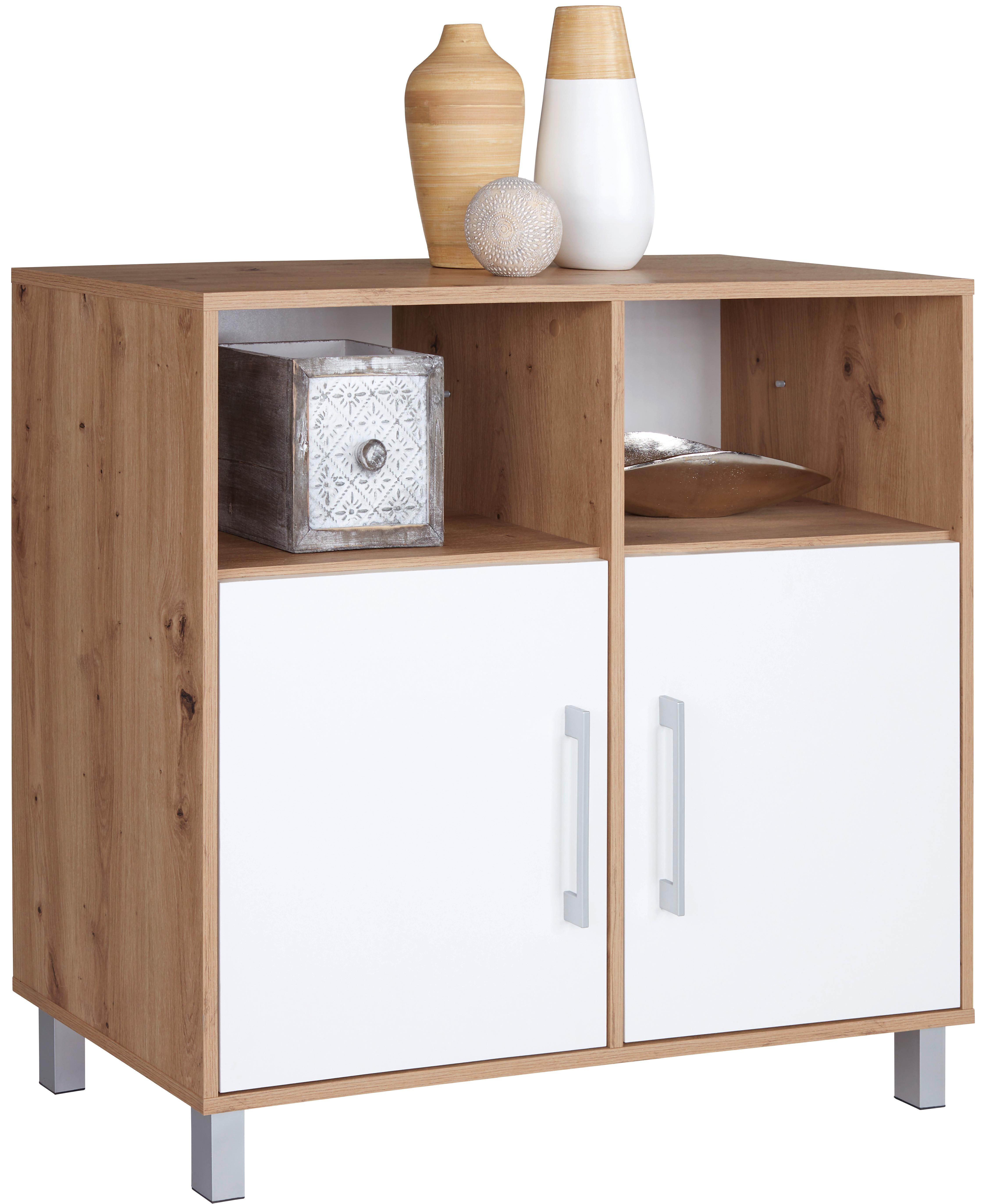 Komód Box 98/85 Cm - tölgyfa/fehér, Modern, faalapú anyag (99/85/40cm) - Ondega