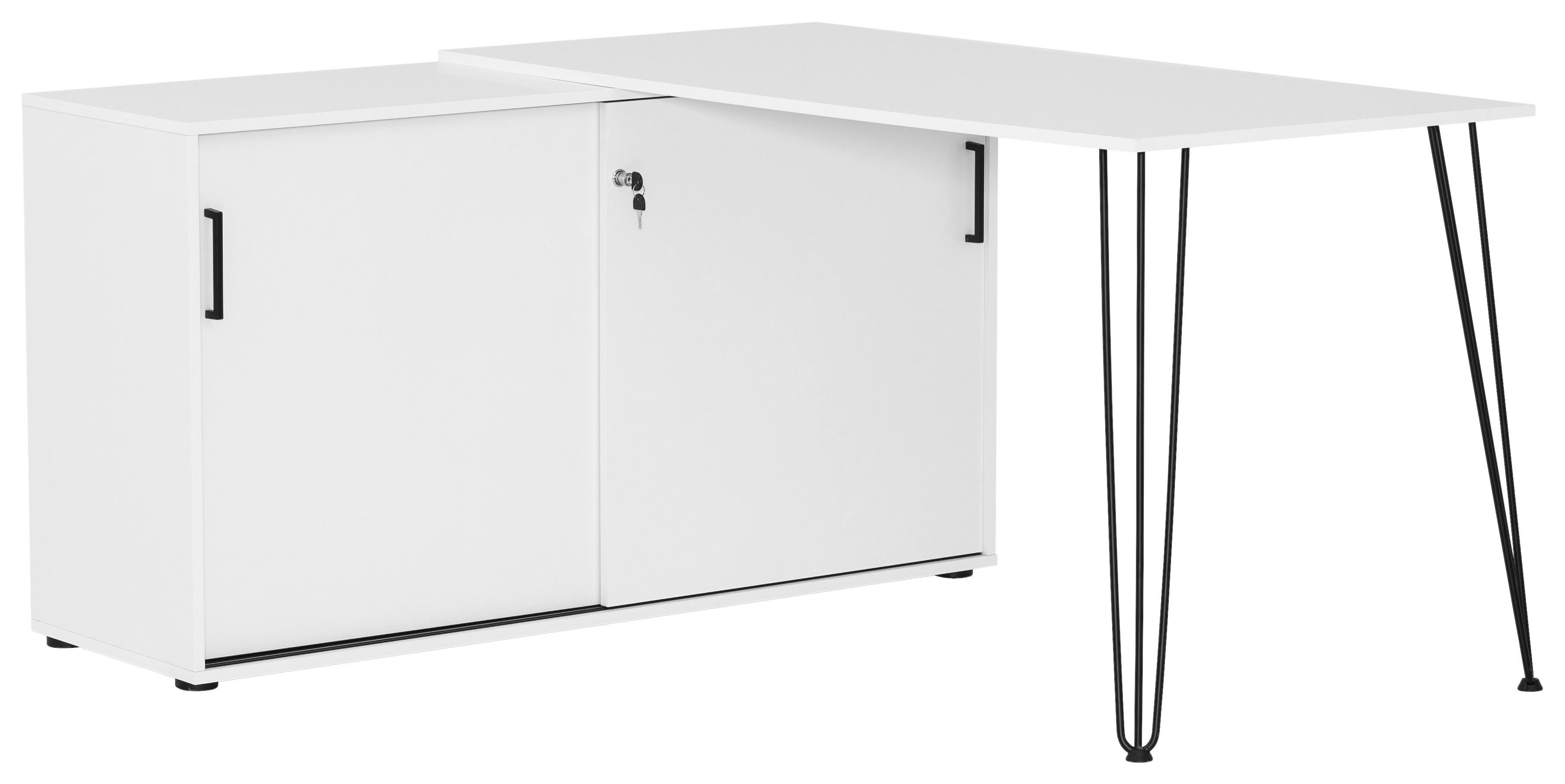 Eckschreibtisch mit Stauraum B 145cm H 73,8cm Ekko, Weiß