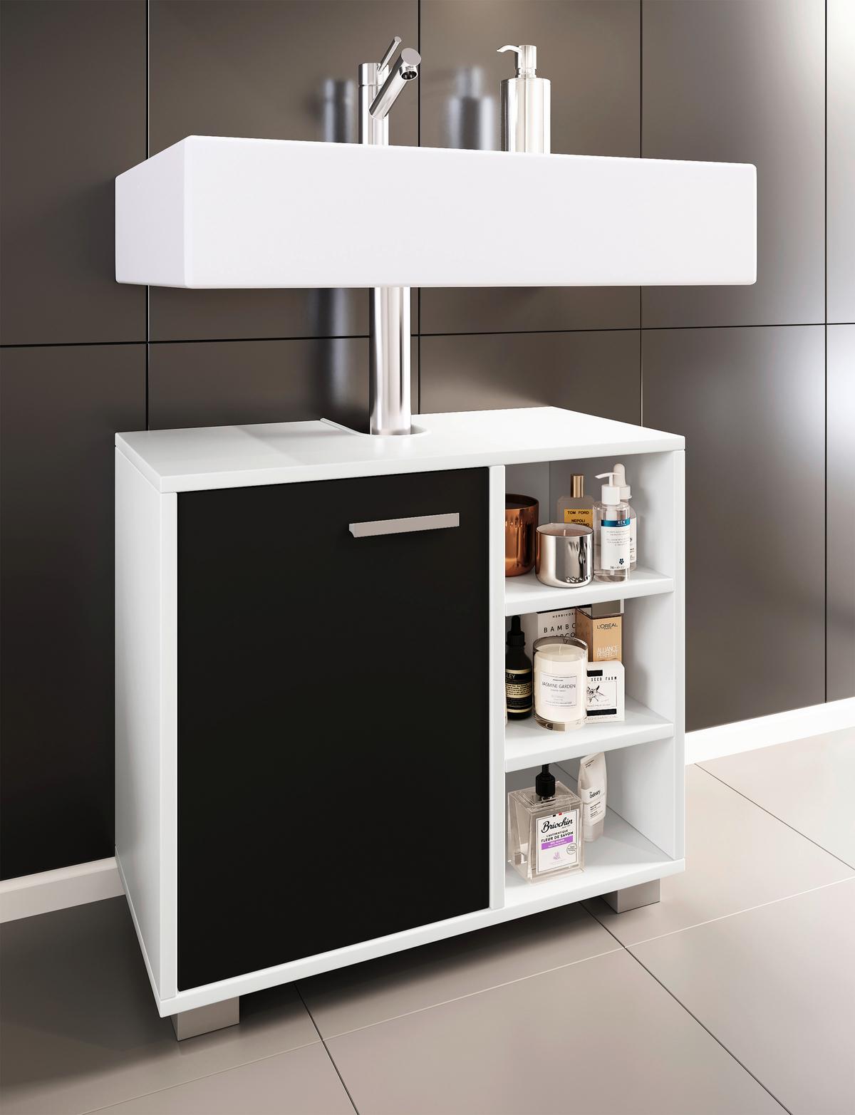 Waschbeckenunterschrank Zalo L B: 60cm Schwarz/weiß - Schwarz/Weiß, MODERN, Holzwerkstoff (60/54,8/30cm) - MID.YOU