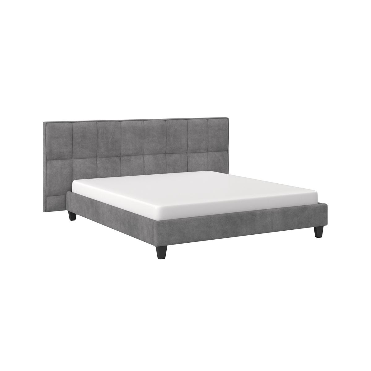 Manželská postel s čelem VALERIA 180x200, šedá - šedá/černá, Moderní, dřevo/kompozitní dřevo (180/200cm) - Bessagi Home