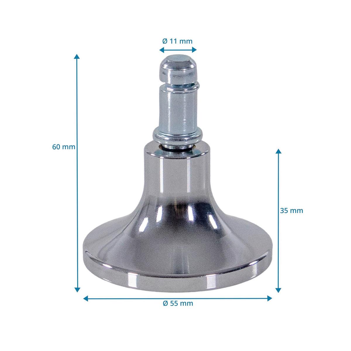 BÜROSTUHLGLEITER Stand Silberfarben B: 6,5cm - Silberfarben, MODERN, Metall (6,5/6/6,5cm) - MID.YOU