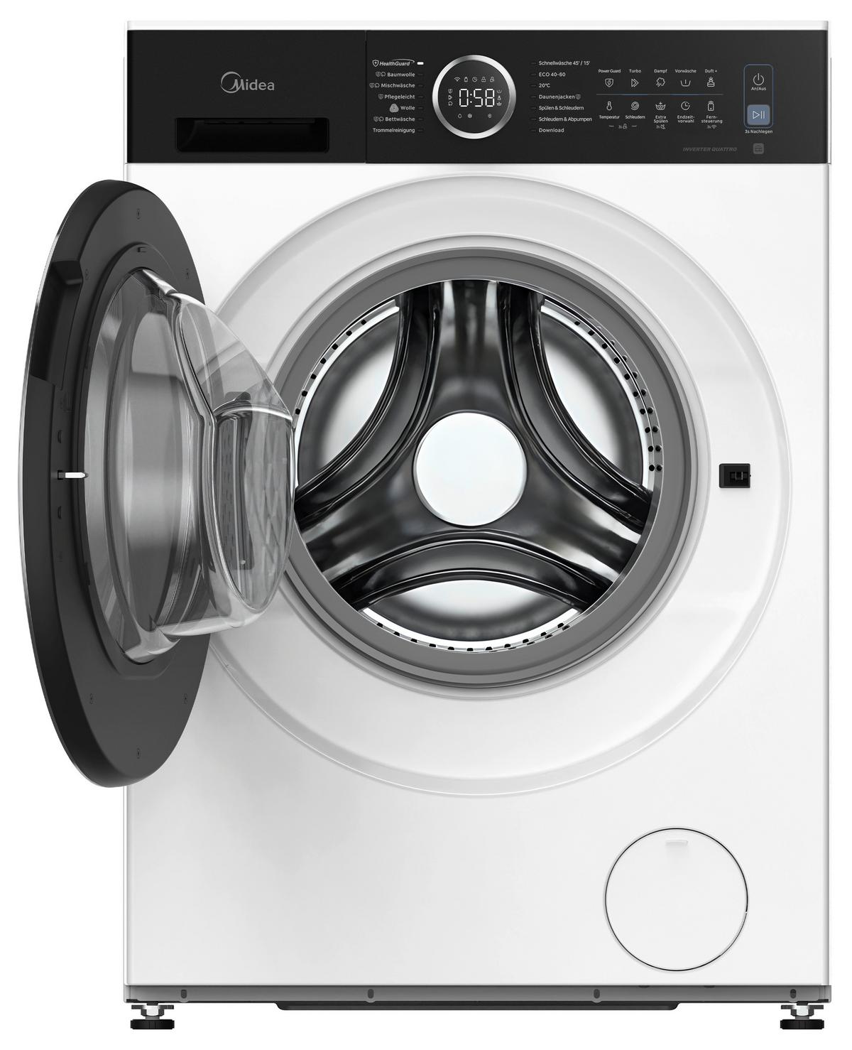 Waschmaschine MF205W100WB-14A 30, EEKL: A, 10 kg - Schwarz/Weiß, Basics, Kunststoff/Metall (59,5/85/55,5cm) - Midea