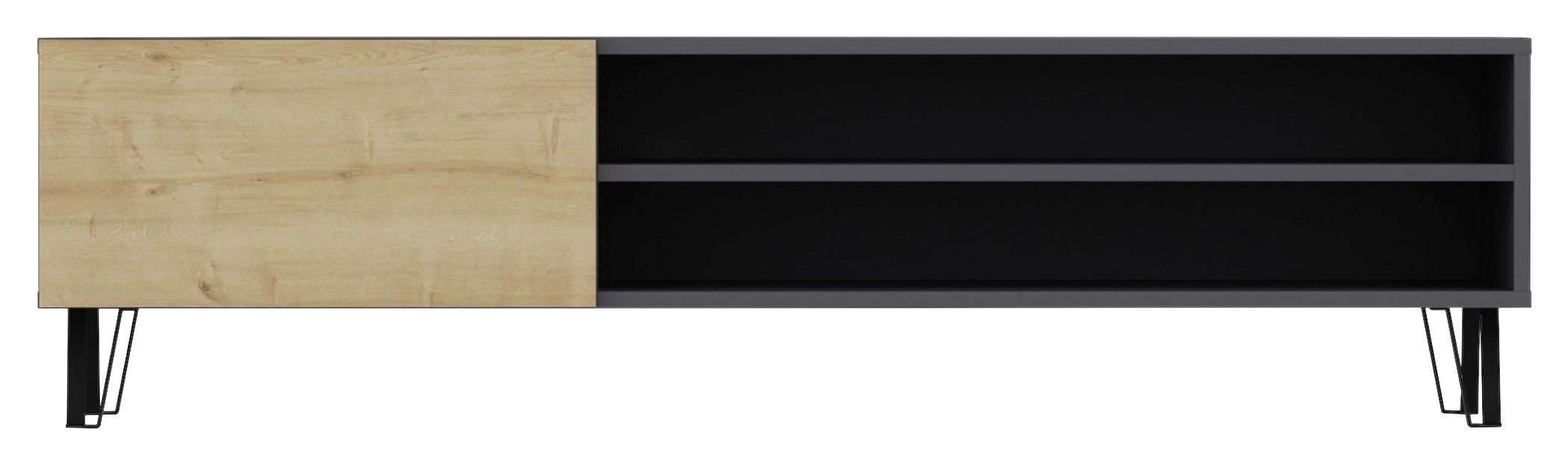 TV-Lowboard Bliss B: 160 cm Eichefarben, Dekor/Anthrazit - Eichefarben/Anthrazit, Design, Holzwerkstoff (160/47/37,4cm) - Livetastic