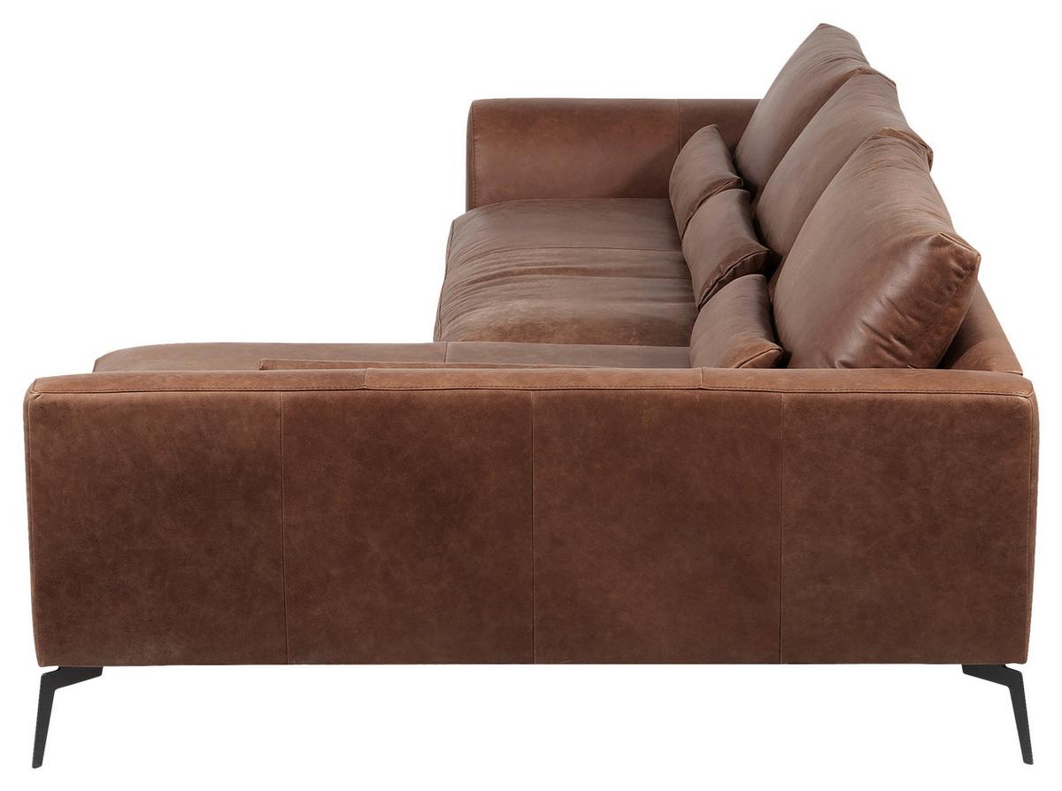 Ecksofa Berlin Braun S: 313 Cm - Schwarz/Braun, Design, Leder (313/172cm) - Livetastic