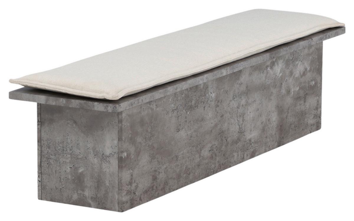 Sitzbank Kellogg - Weiß/Grau, Design, Holzwerkstoff/Textil (160/45/40cm) - Livetastic