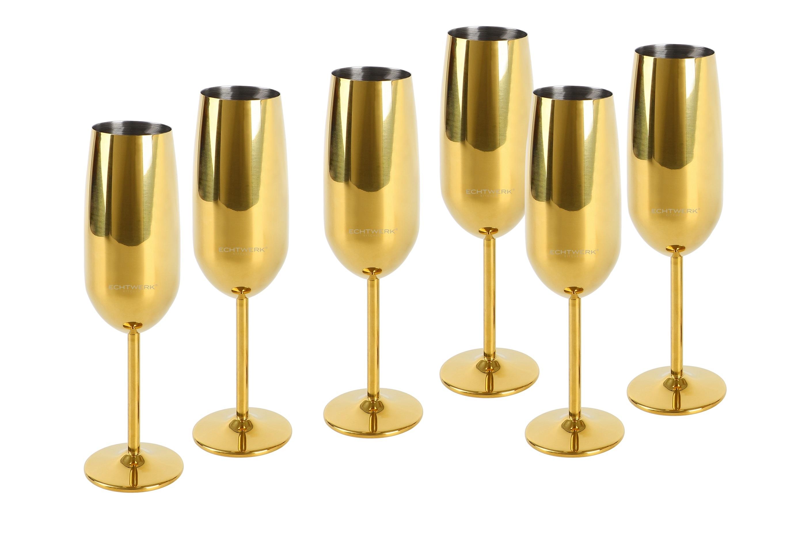 GLÄSERSET SEKTGLAS, aus Edelstahl