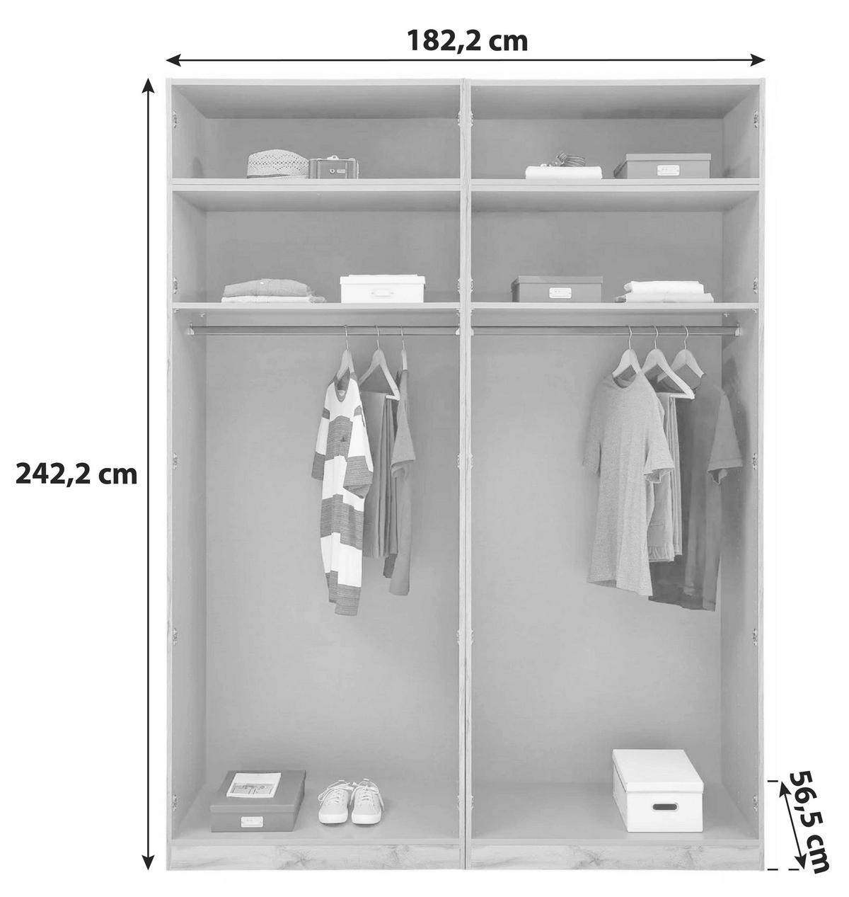 otvorená skriňa UNIT š. 182 cm dekor biela - biela, Modern, kompozitné drevo (182,2/242,2/56,5cm) - Ondega