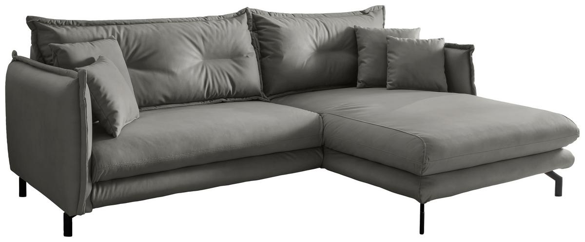 Ecksofa Lava Grau S: 255x180cm - Schwarz/Grau, MODERN, Textil (255/180cm) - Livetastic