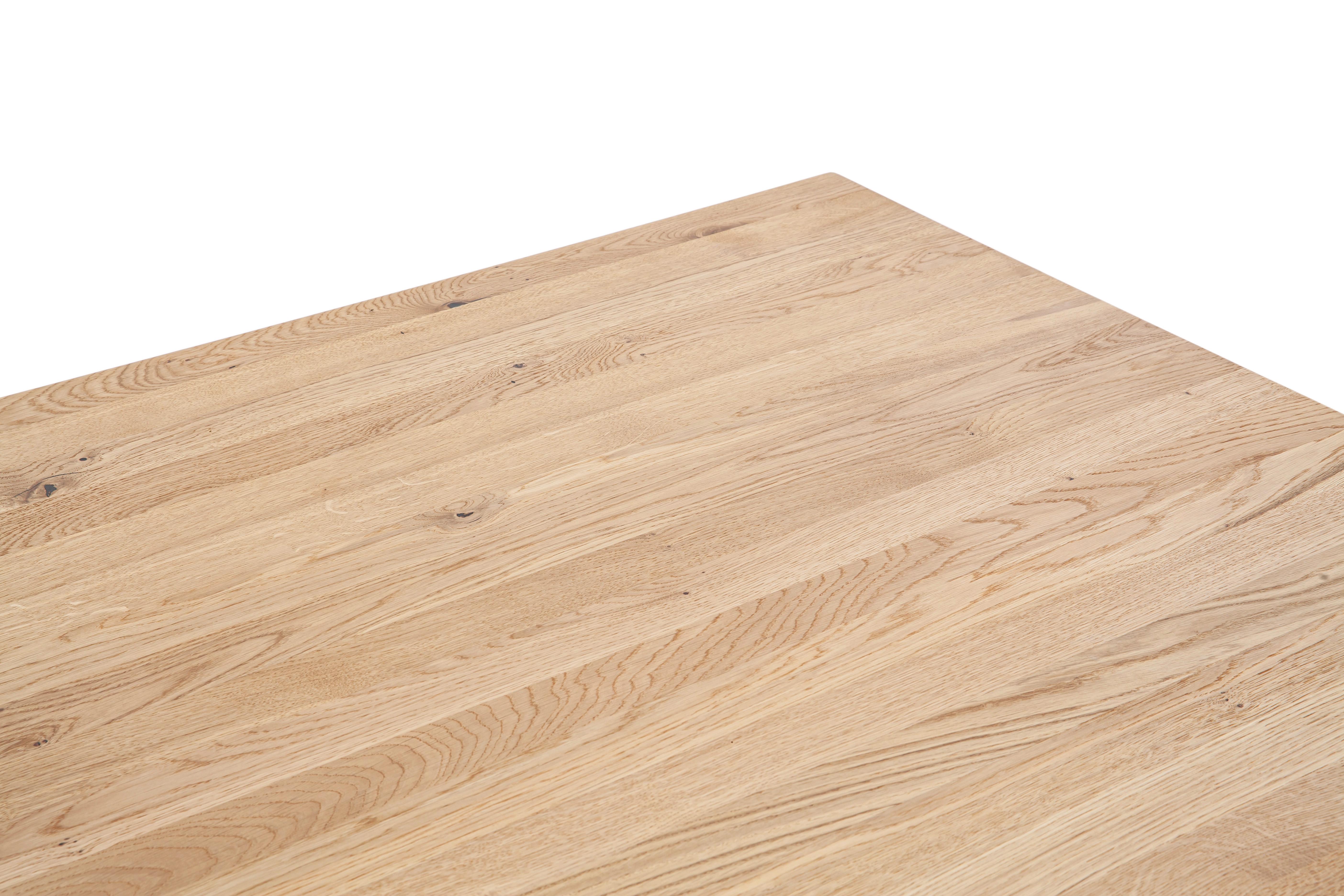 Esstisch Greno 180x90 Cm, Wildeiche Massiv - Wildeiche/Schwarz, ROMANTIK / LANDHAUS, Holz/Metall (180/77/90cm)