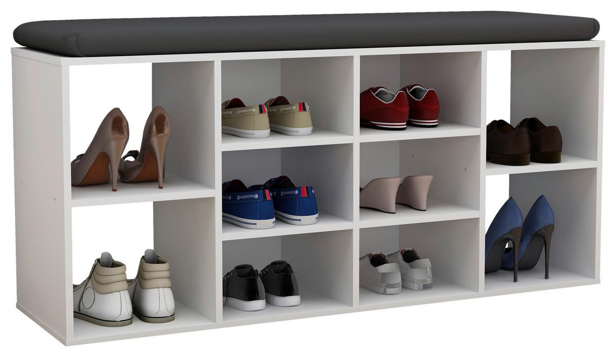 Schuhregal Hinsol Weiß, 104 Cm - Weiß, Design, Holzwerkstoff (104/50/30cm) - MID.YOU
