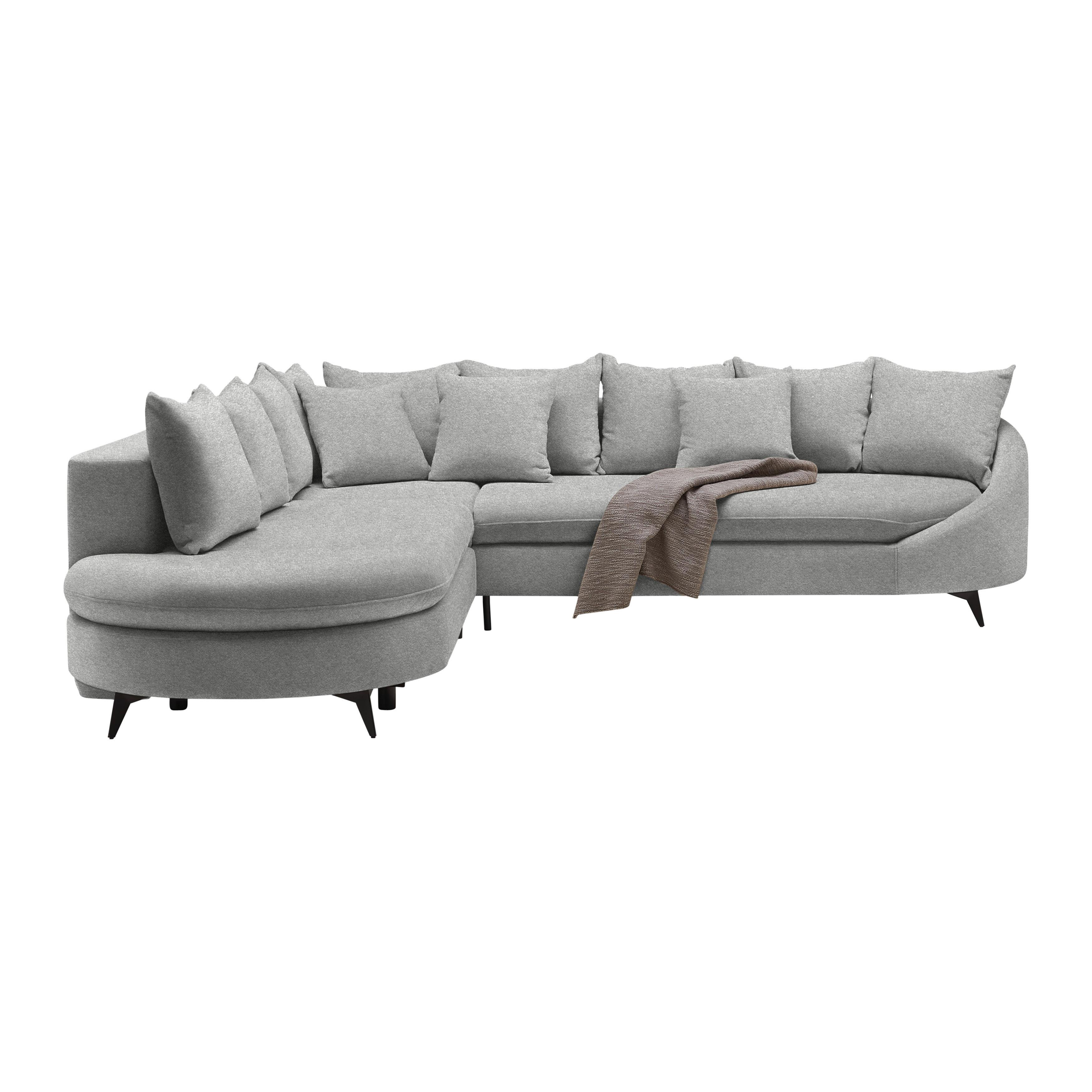 Rohová sedačka AXEL, levá, světle šedá tkanina - černá/světle šedá, Moderní, kov/textil (291/250cm) - Mömax