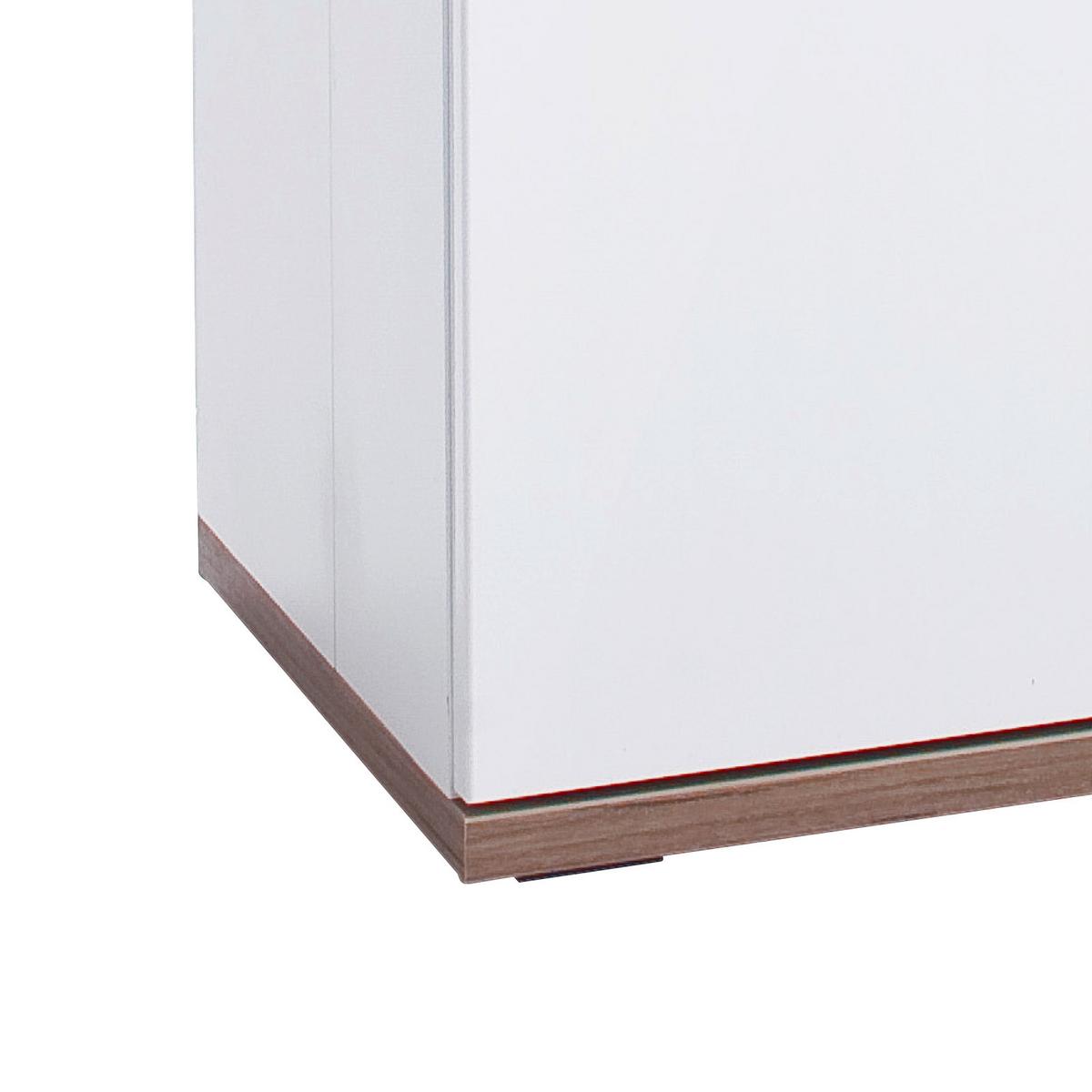 Vitrine Luzern B: 70 cm Weiß/Eichefarben - Eichefarben/Weiß, Design, Glas/Holzwerkstoff (70/199/37cm) - Livetastic