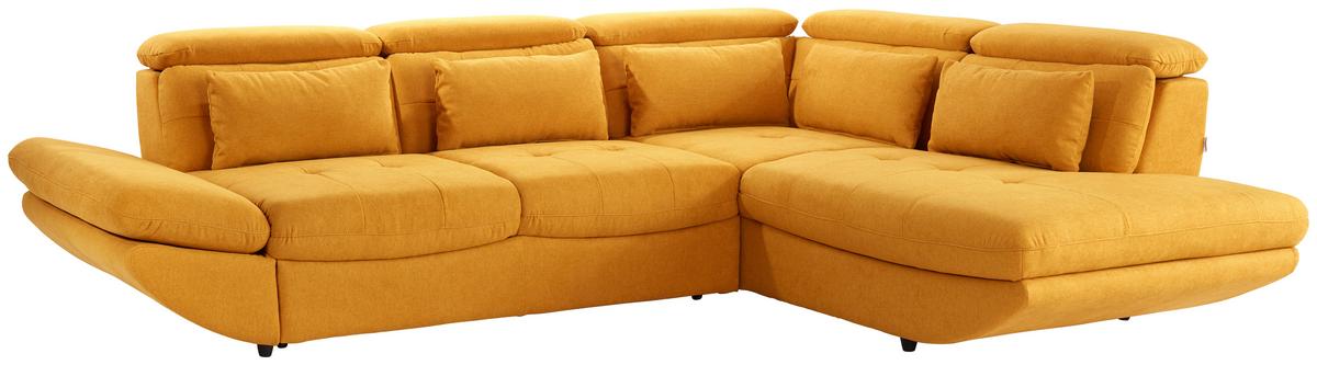 Sedací souprava PARK, pravá, curry žlutá - curry žlutá/černá, Moderní, textil/plast (311/233cm) - Luca Bessoni