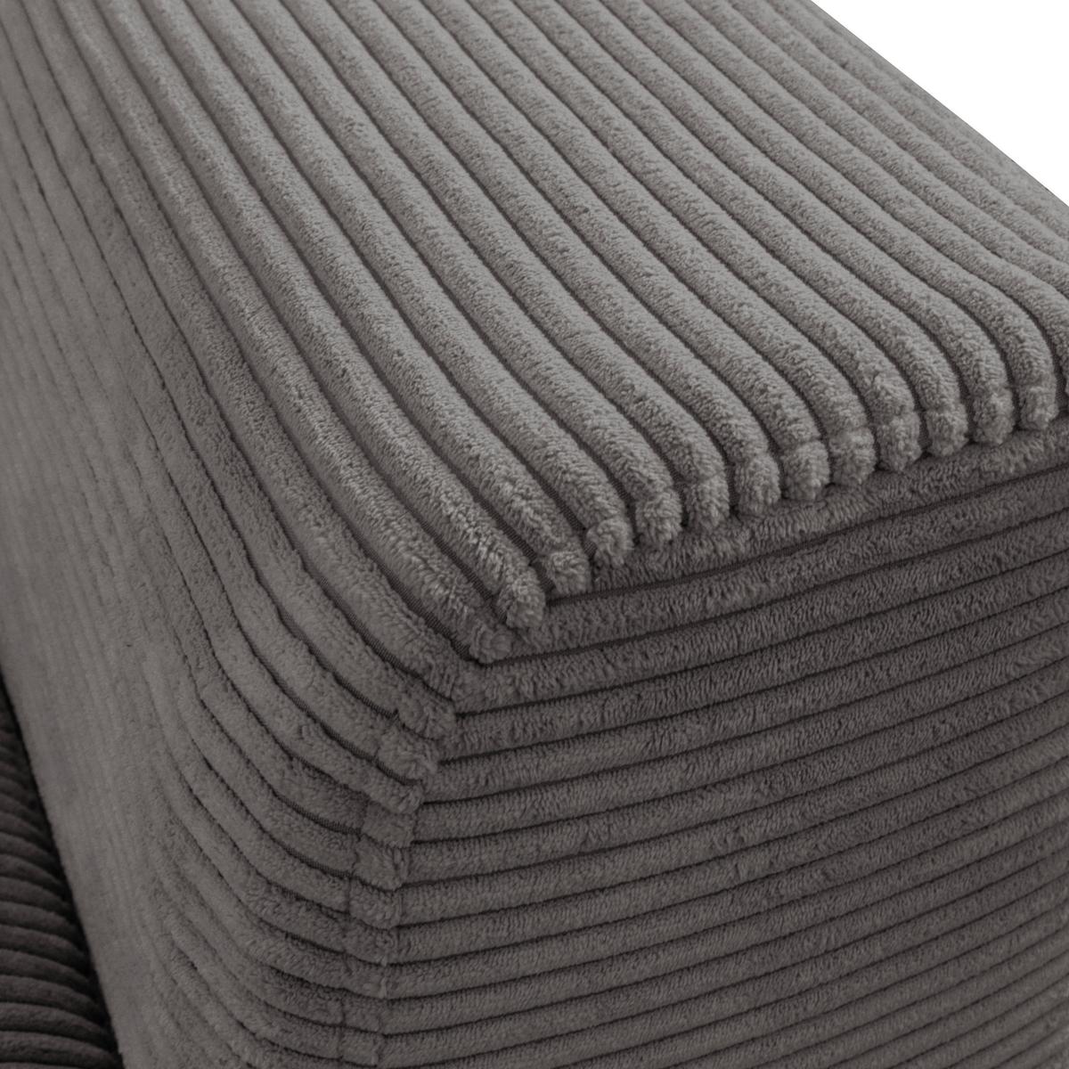 Ecksofa Berlin Cord Grau 172x313 cm - Schwarz/Grau, Design, Textil (172/313cm) - Livetastic