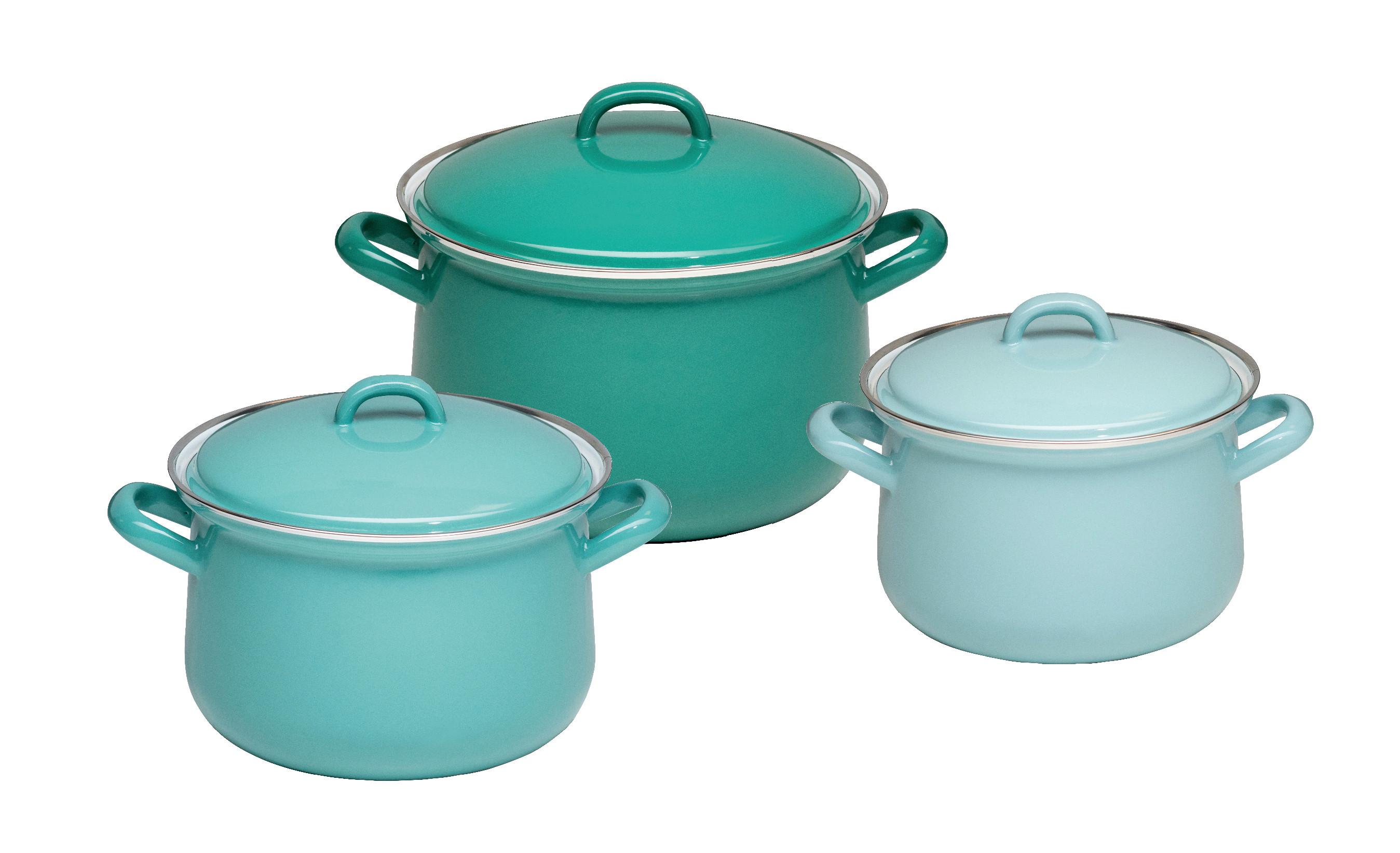 Riess Kochtopfset 6--Teilig. Eisen Induktion 3 Deckel - Grün, Basics, Metall (38/29/28,5cm) - Riess