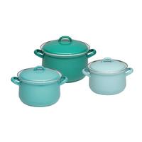 Riess Kochtopfset 6--Teilig. Eisen Induktion 3 Deckel - Grün, Basics, Metall (38/29/28,5cm) - Riess