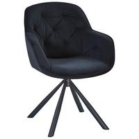 Armlehnstuhl Silvi Samt Schwaz 360° drehbar - Schwarz, KONVENTIONELL, Textil/Metall (62/85/62cm)